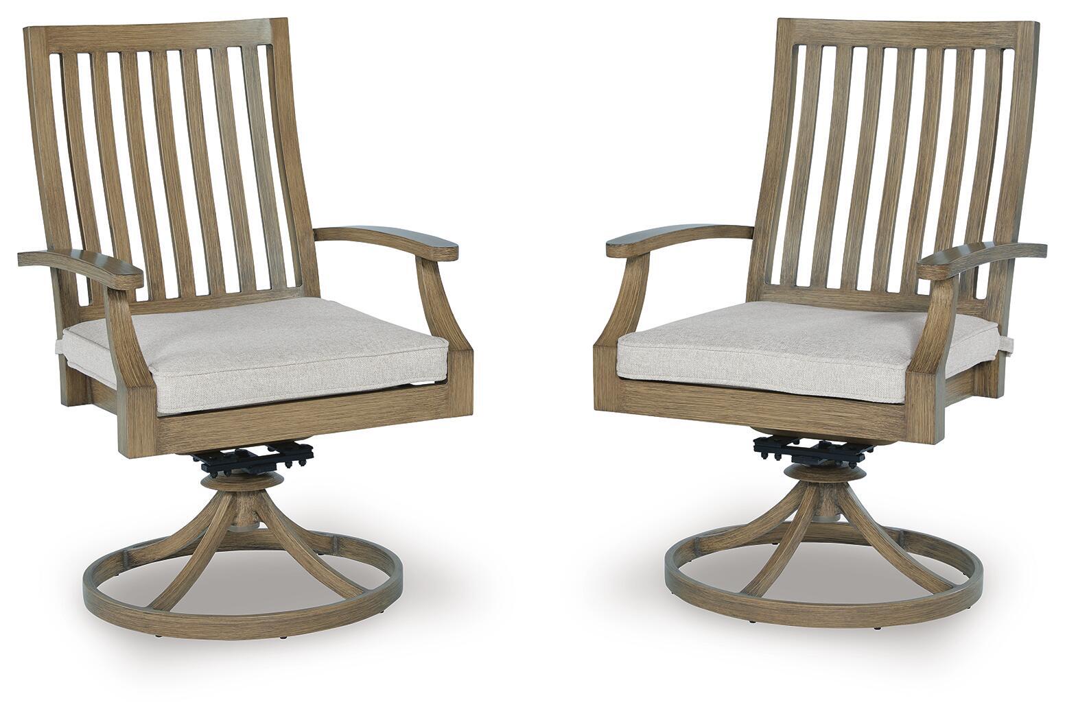Rainier Ranch - Swivel Chair With Cushion (Set of 2) - Brown / Beige