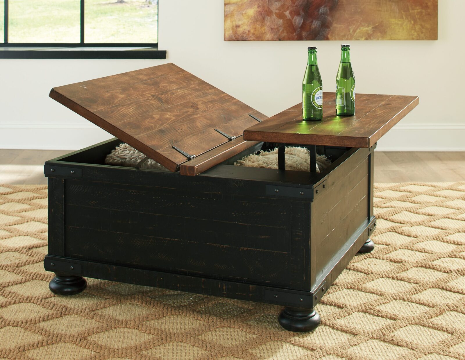 Valebeck - Lift Top Cocktail Table - Black / Brown - Image 5