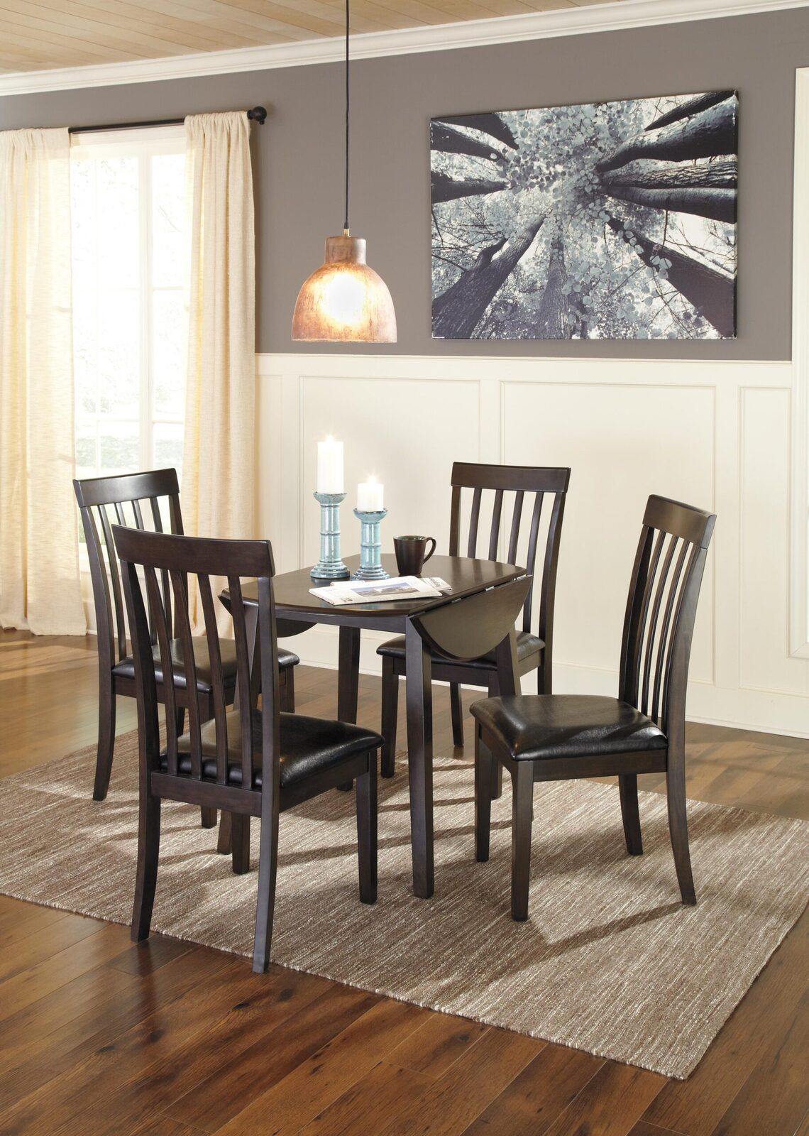 Hammis - Round DRM Drop Leaf Table - Dark Brown - Image 5