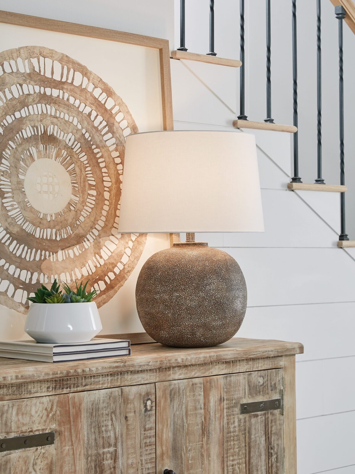 Neavesboro - Metal Table Lamp - Antique Brown / White - Image 2