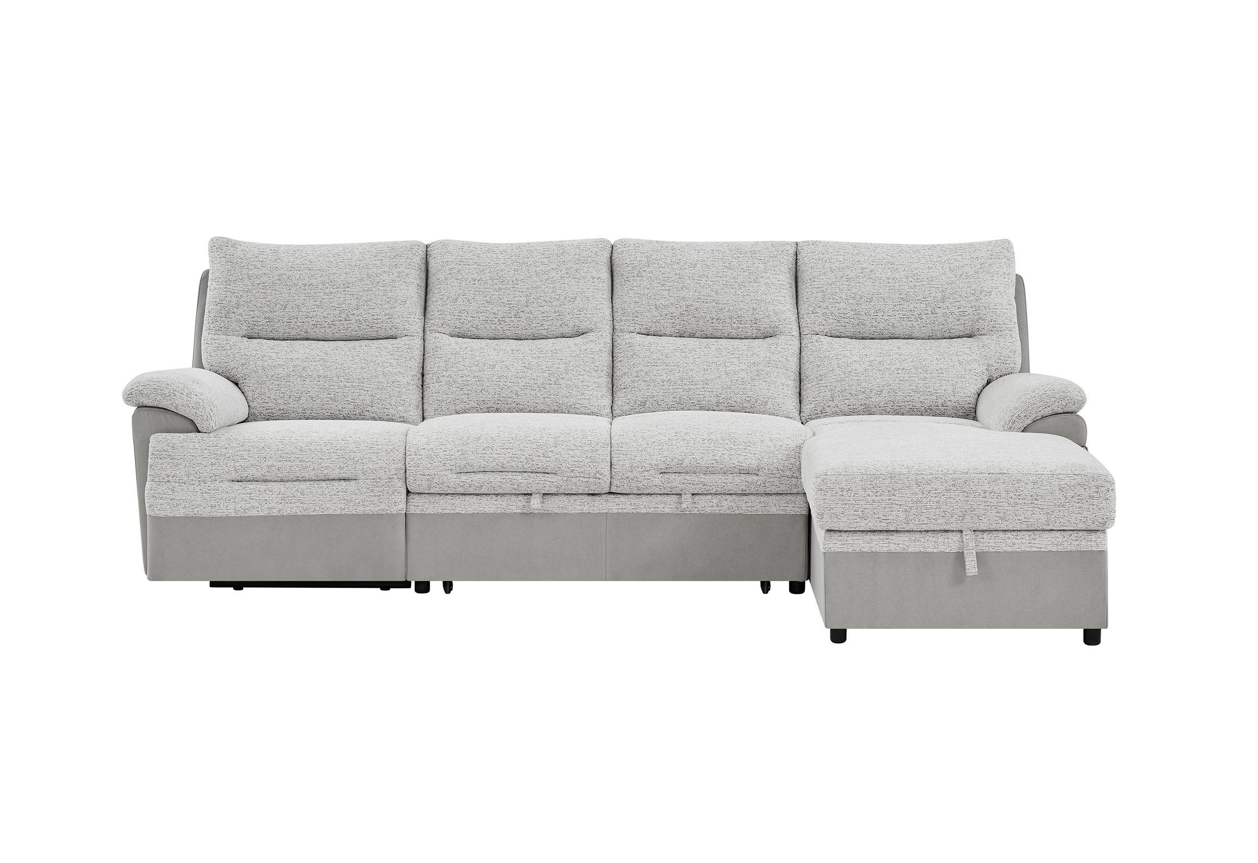 U3822 - Sectional With Pull Out Bed And USB - Light Gray - Image 2