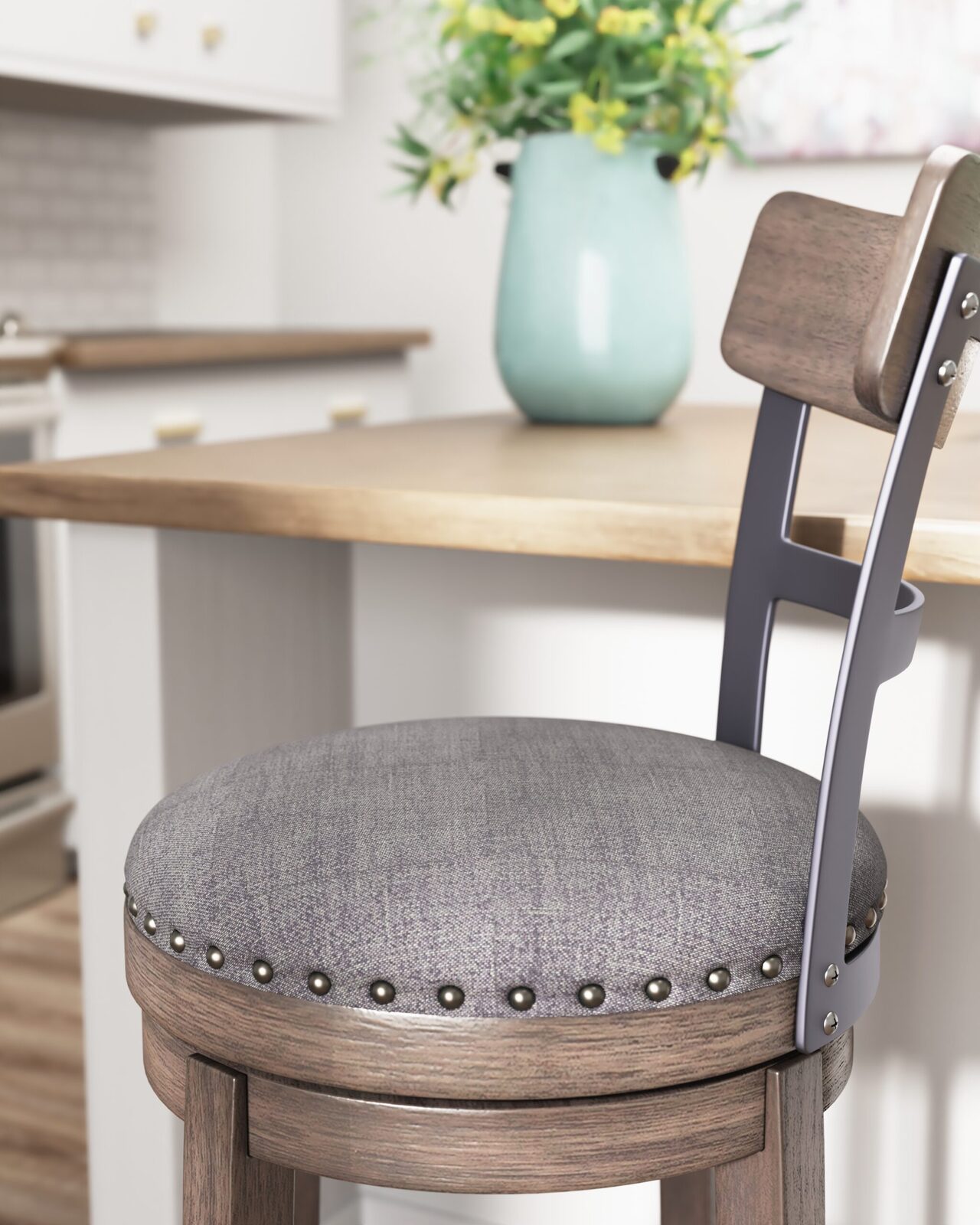 Caitbrook - Tall UPH Swivel Barstool - Gray - Image 11