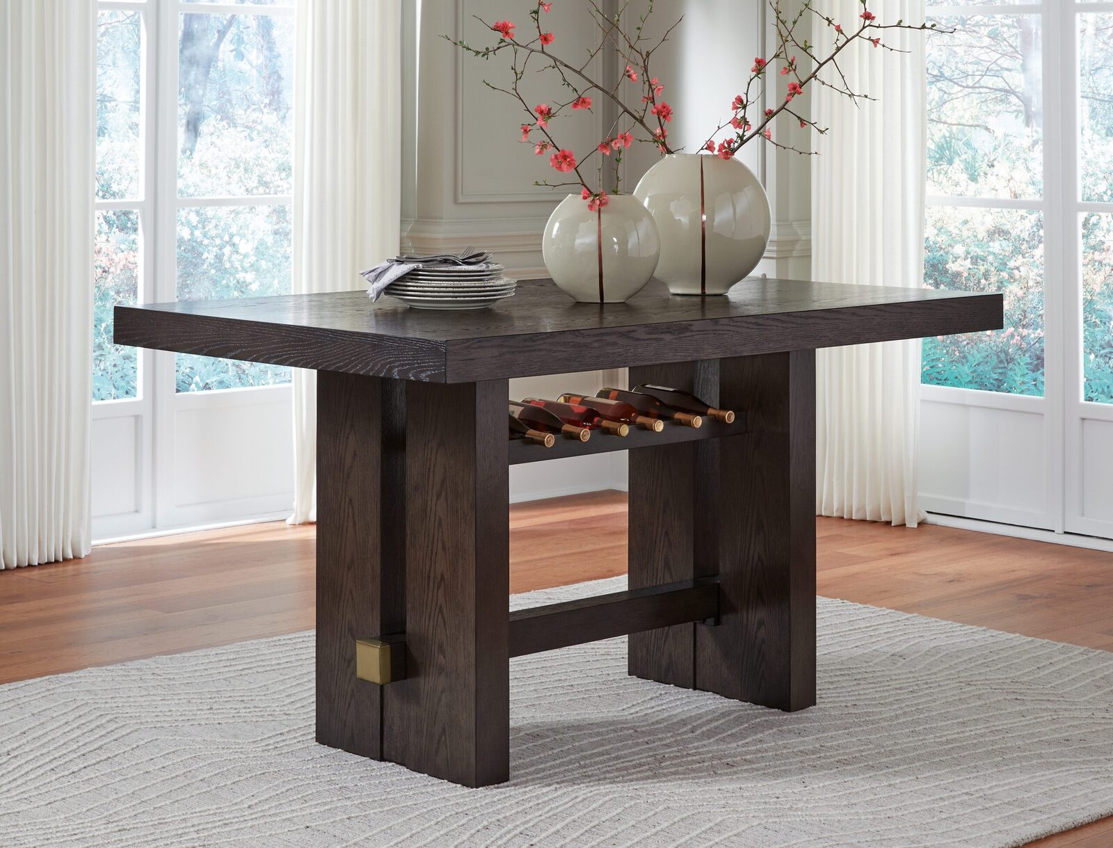Burkhaus - Rectangular Dining Room Counter Table - Dark Brown - Image 2