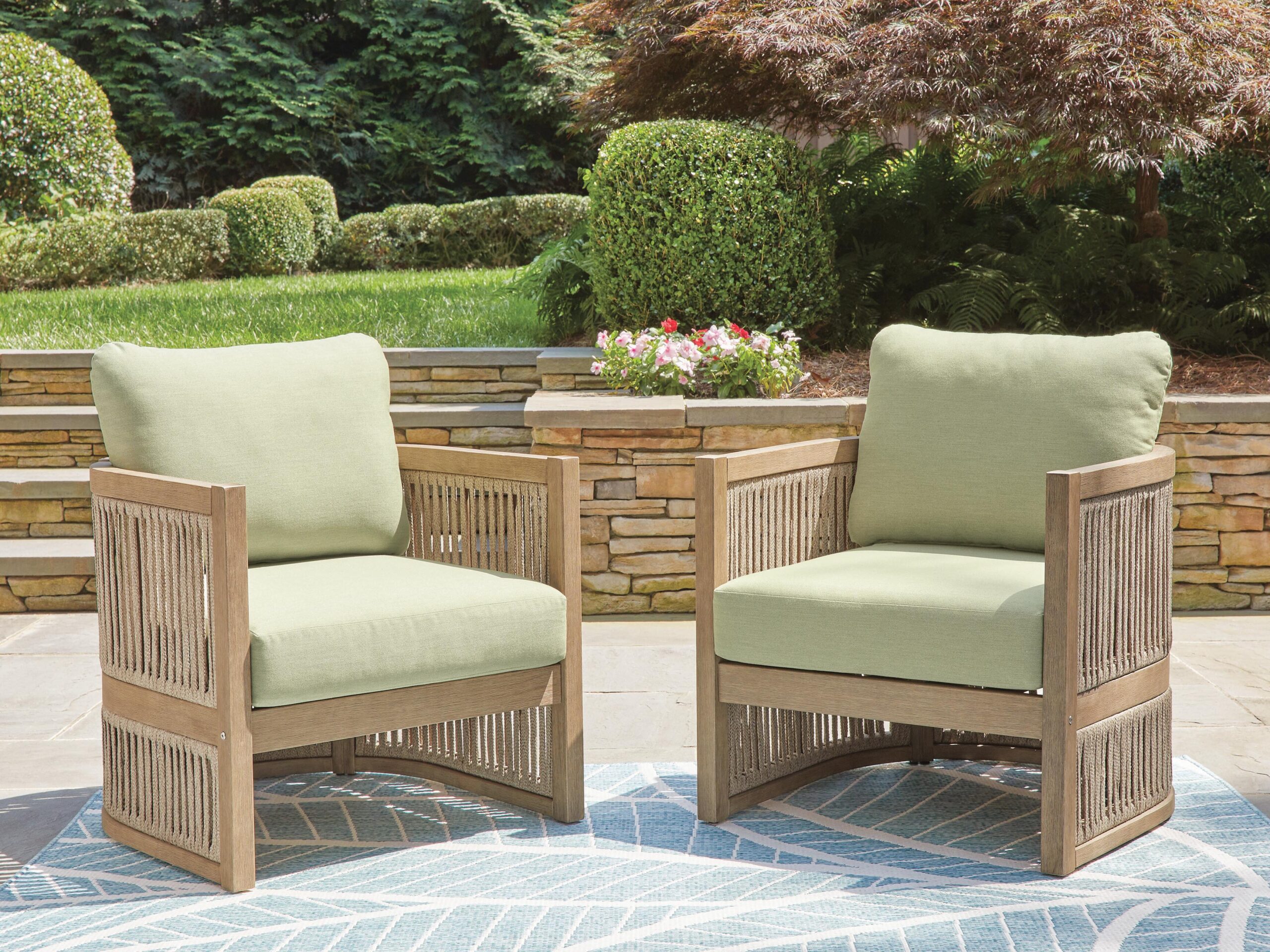 Serena Shores - Lounge Chair With Cushion (Set of 2) - Beige / Green - Image 2
