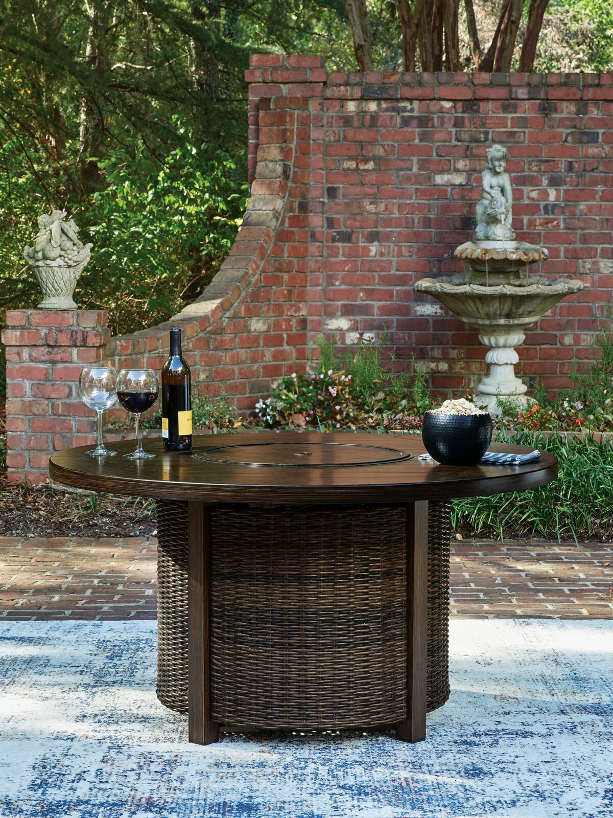 Monterey Point - Round Fire Pit Table - Dark Brown - Image 5