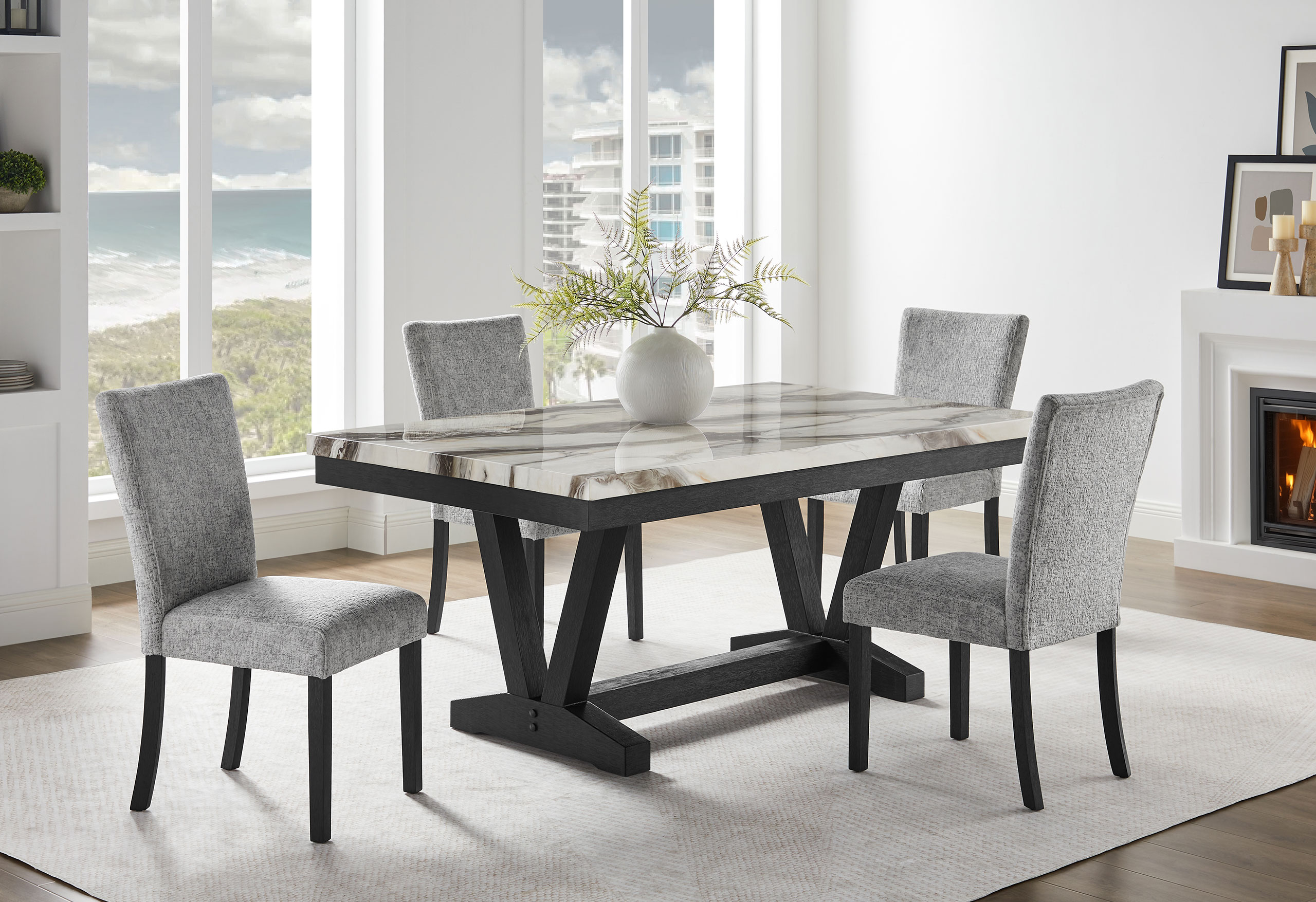 D1319 - Dining Table - Black / White - Image 2