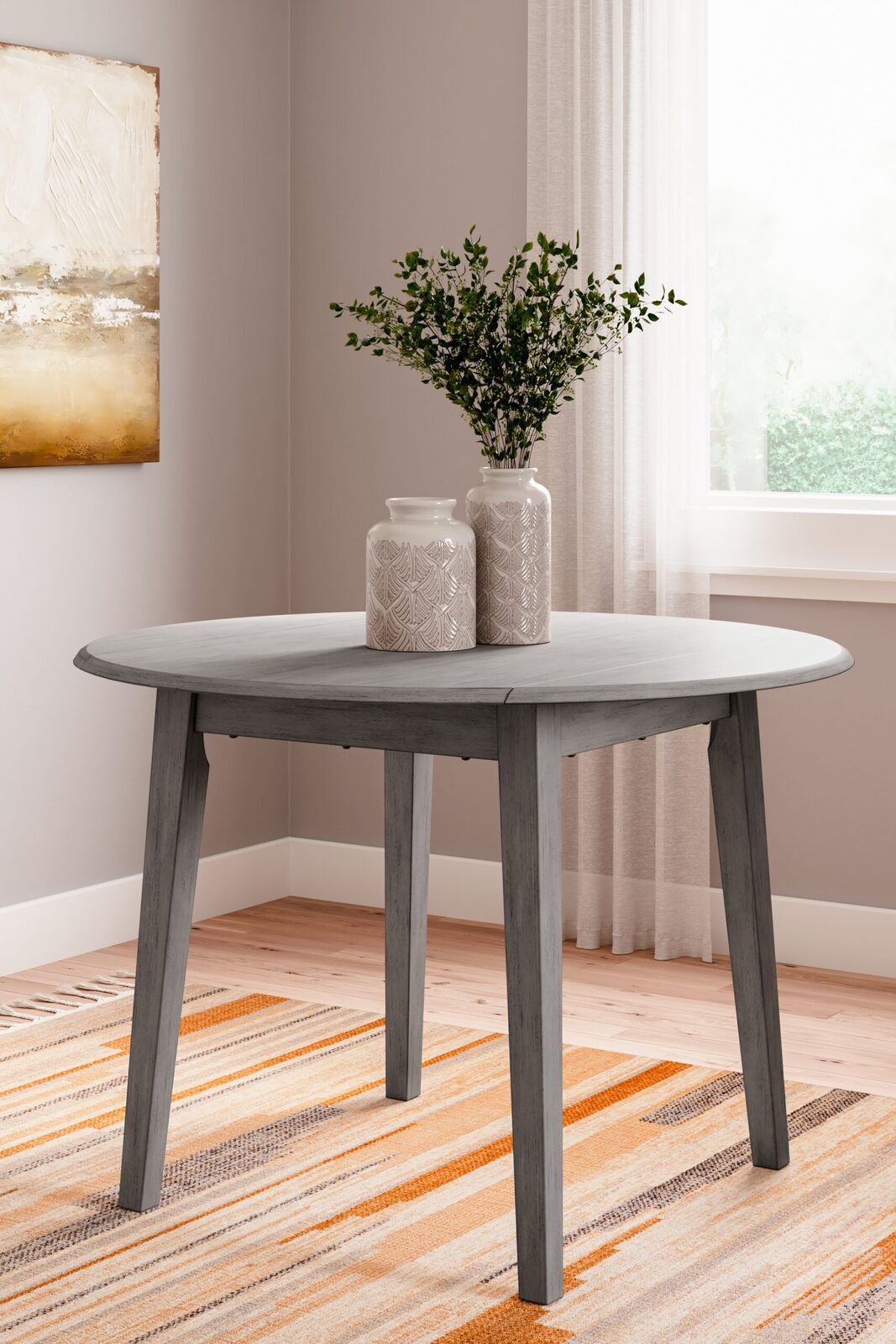 Shullden - 5 Pc. - Drop Leaf Table, 4 Side Chairs - Gray - Image 2