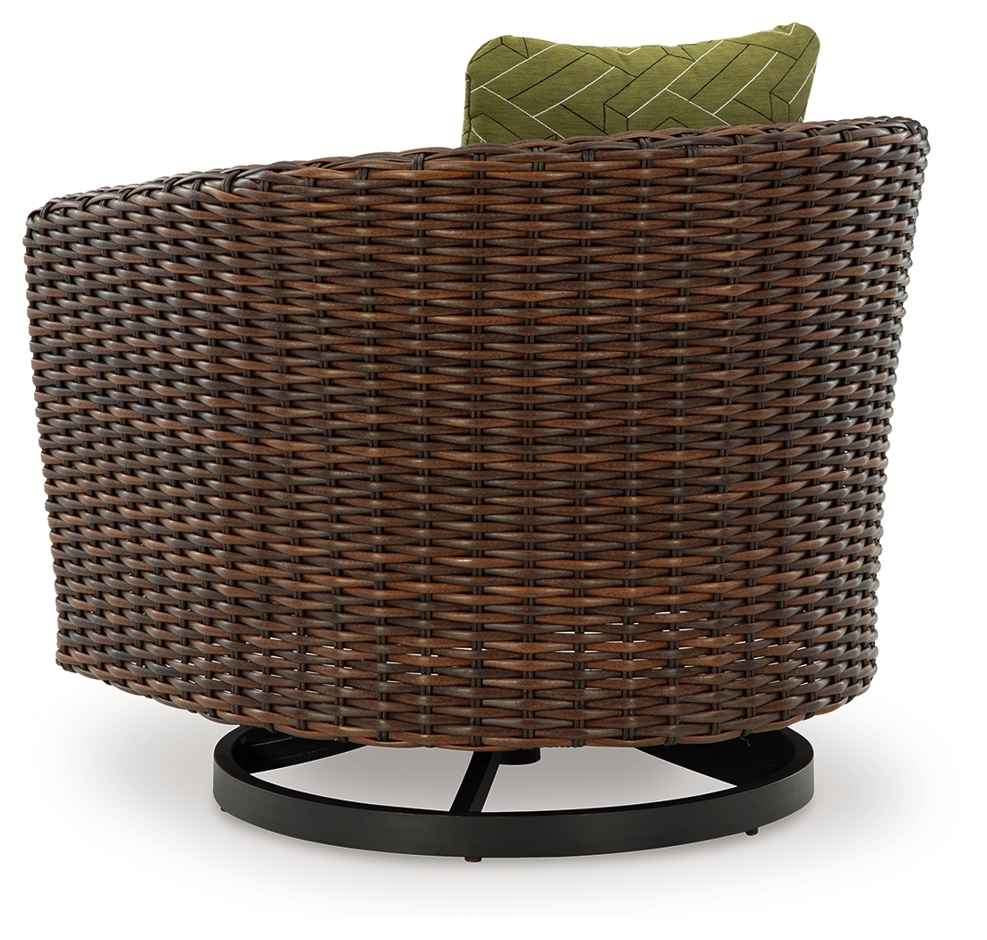 Horizon Hall - Swivel Lounge With Cushion - Brown / Green - Image 6
