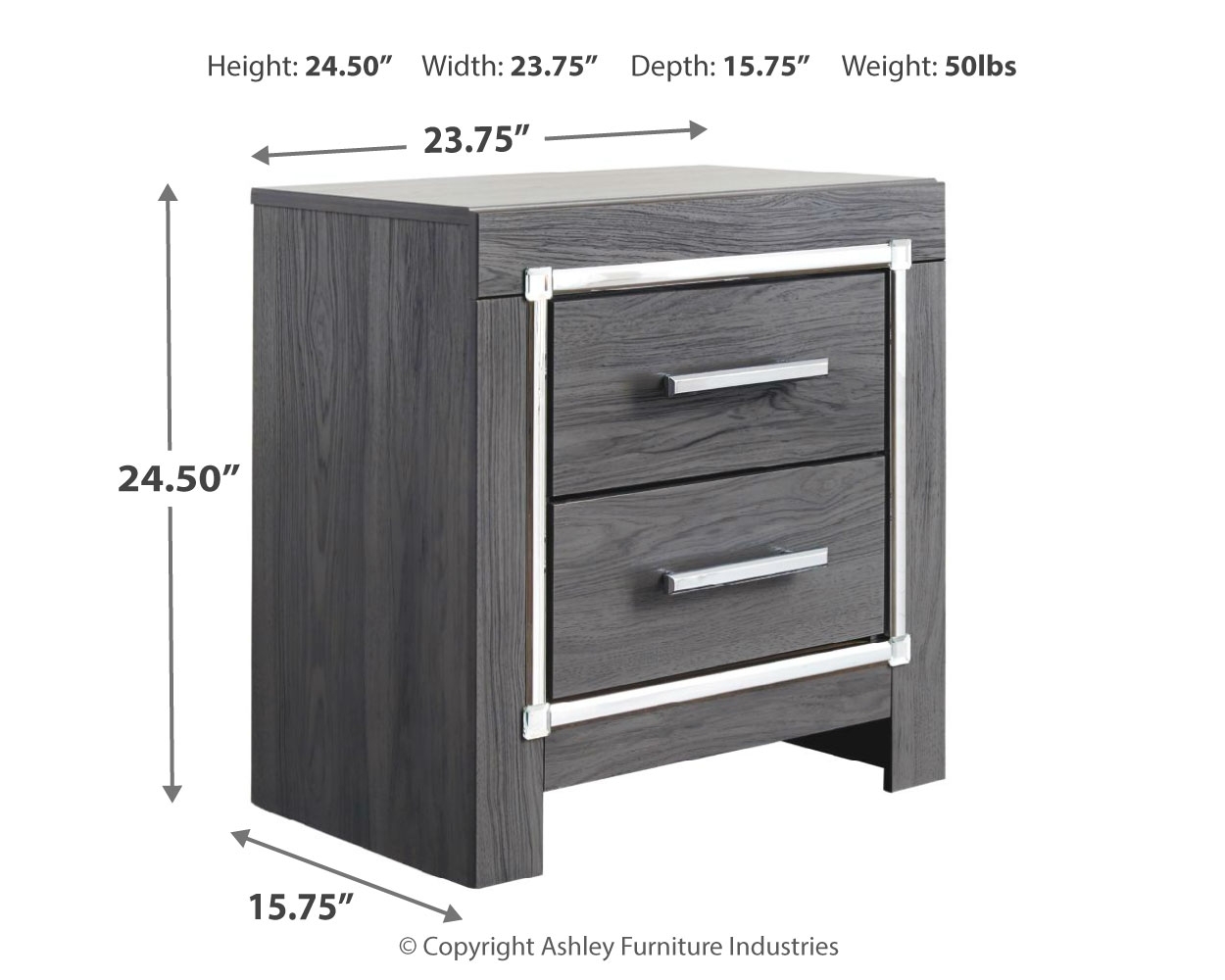 Lodanna - Two Drawer Night Stand - Gray - Image 4