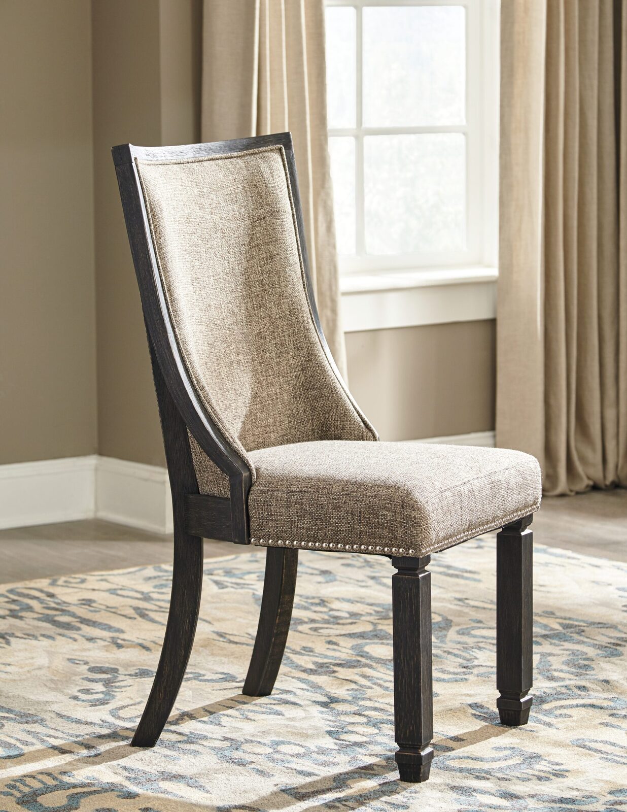 Tyler Creek - Dining UPH Side Chair (Set of 2) - Framed Back - Black / Grayish Brown - Image 2