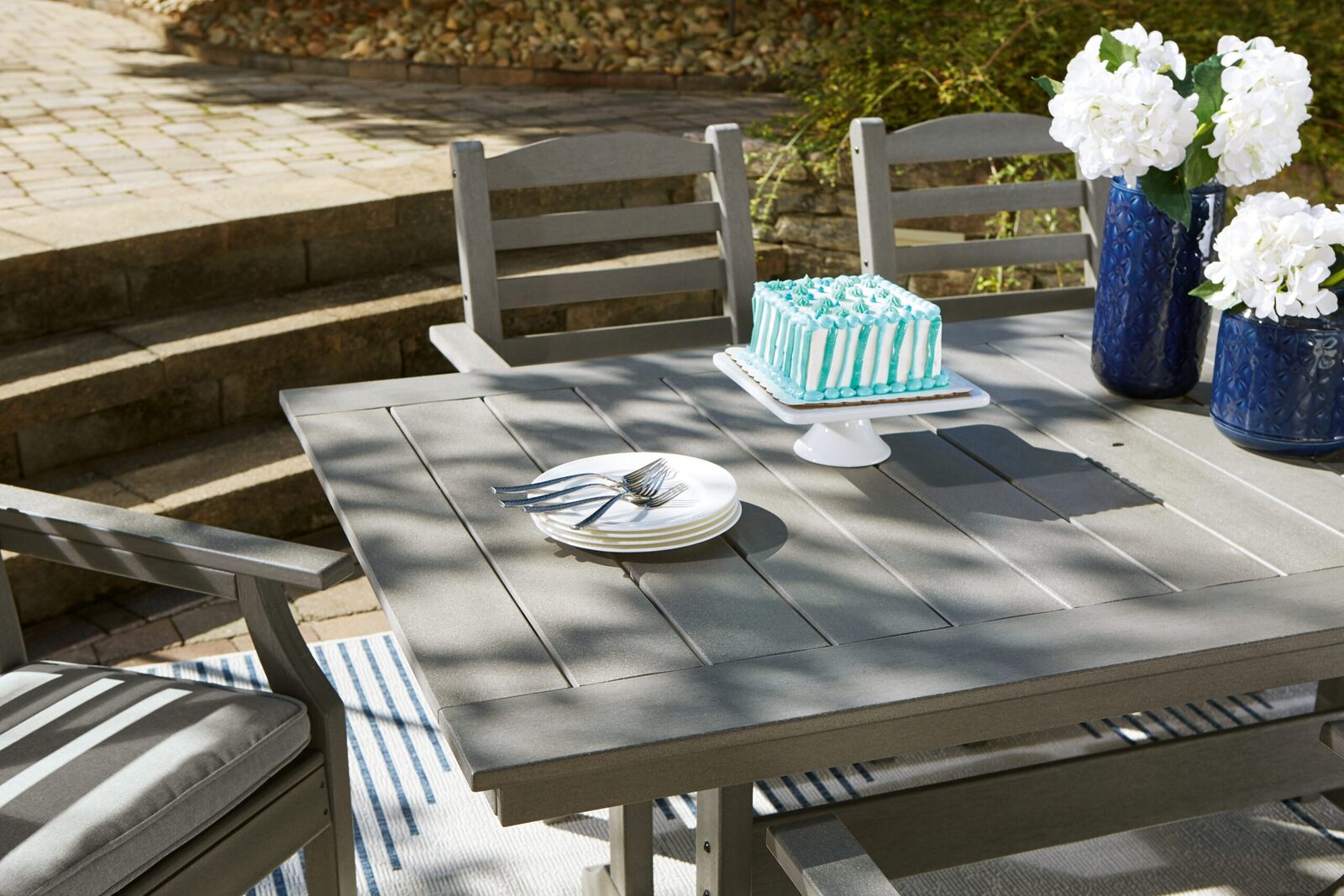 Visola - RECT Dining Table w/Umb OPT - Gray - Image 6