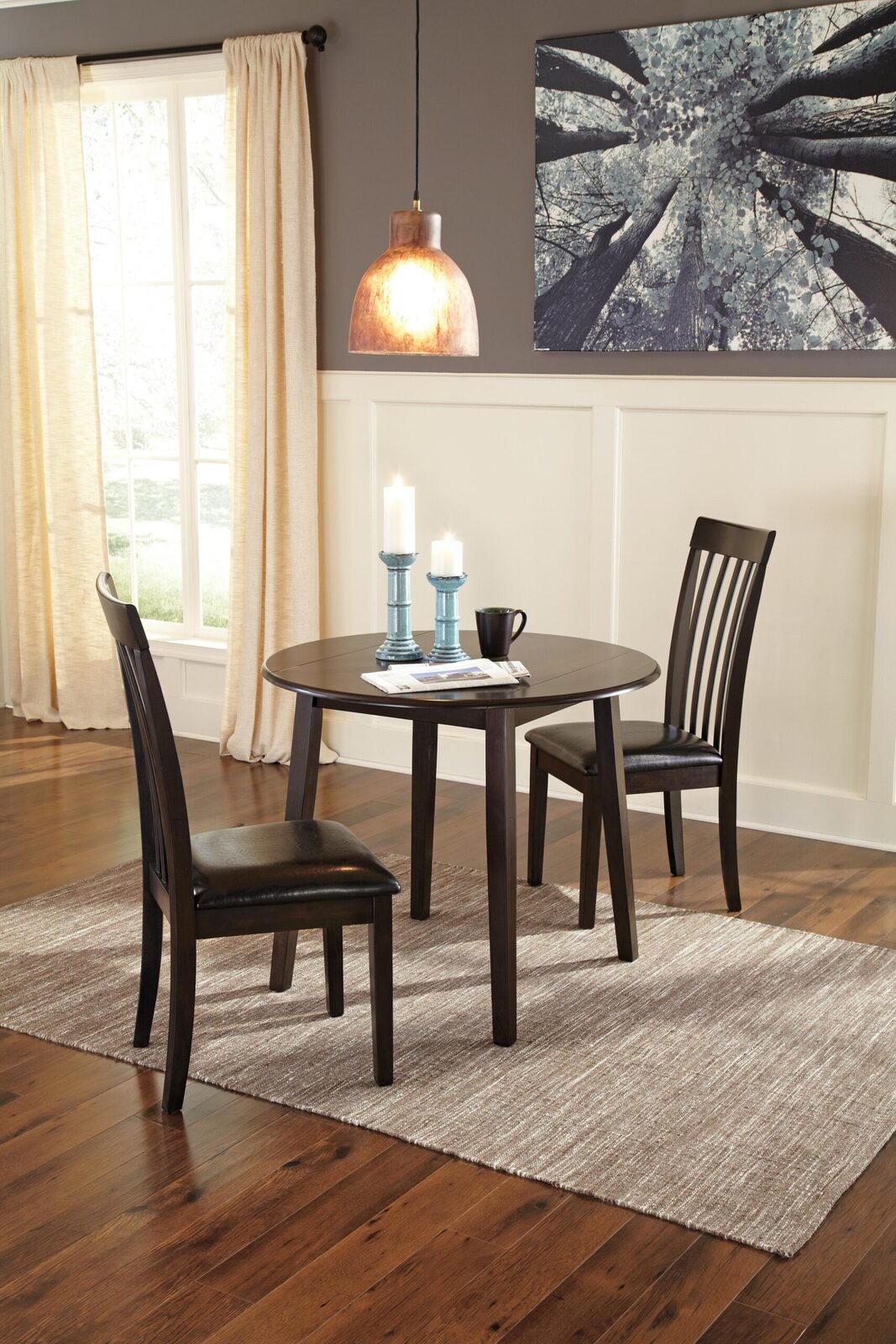 Hammis - Round DRM Drop Leaf Table - Dark Brown - Image 3