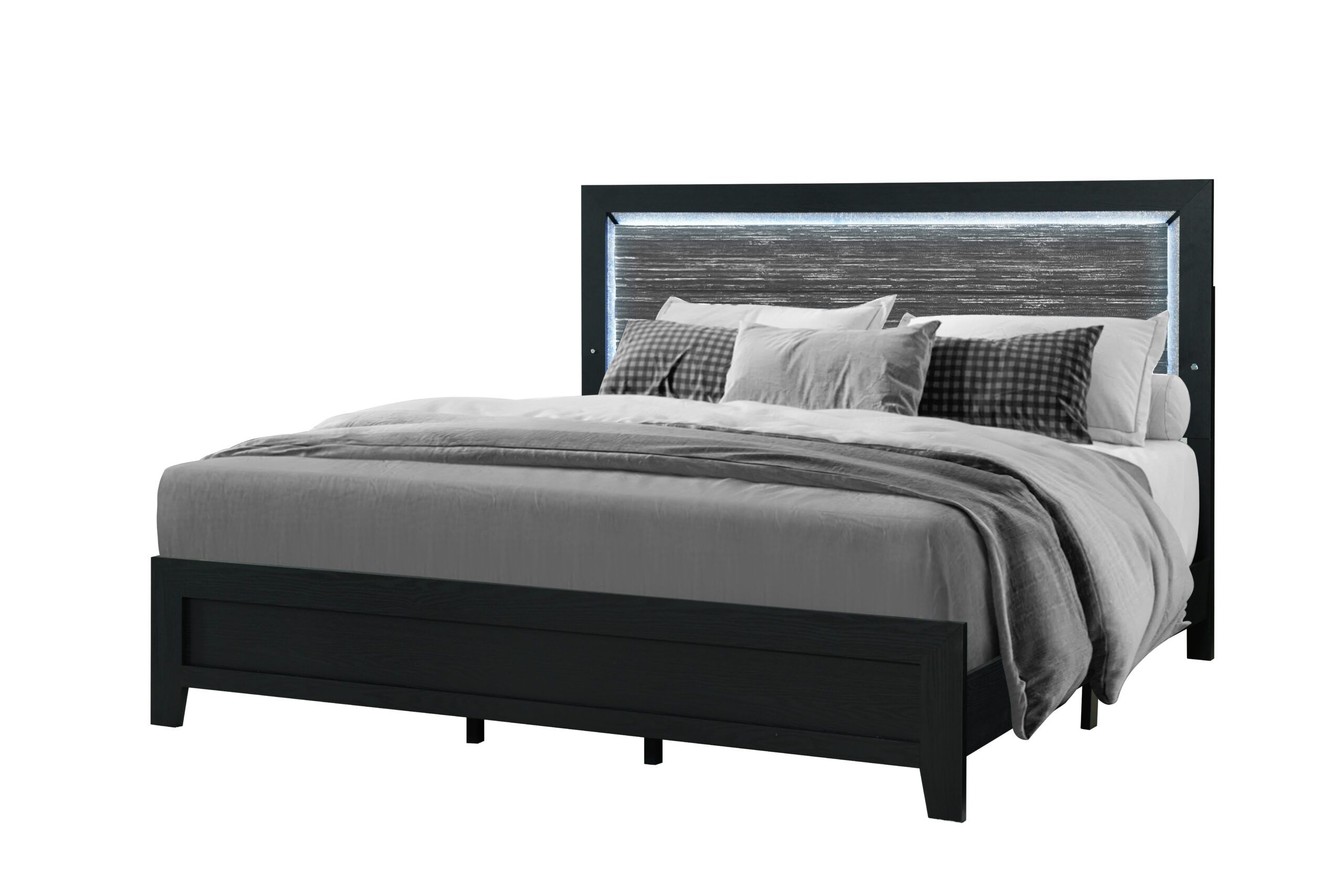 Reid - Bed With LED - Black - Image 4
