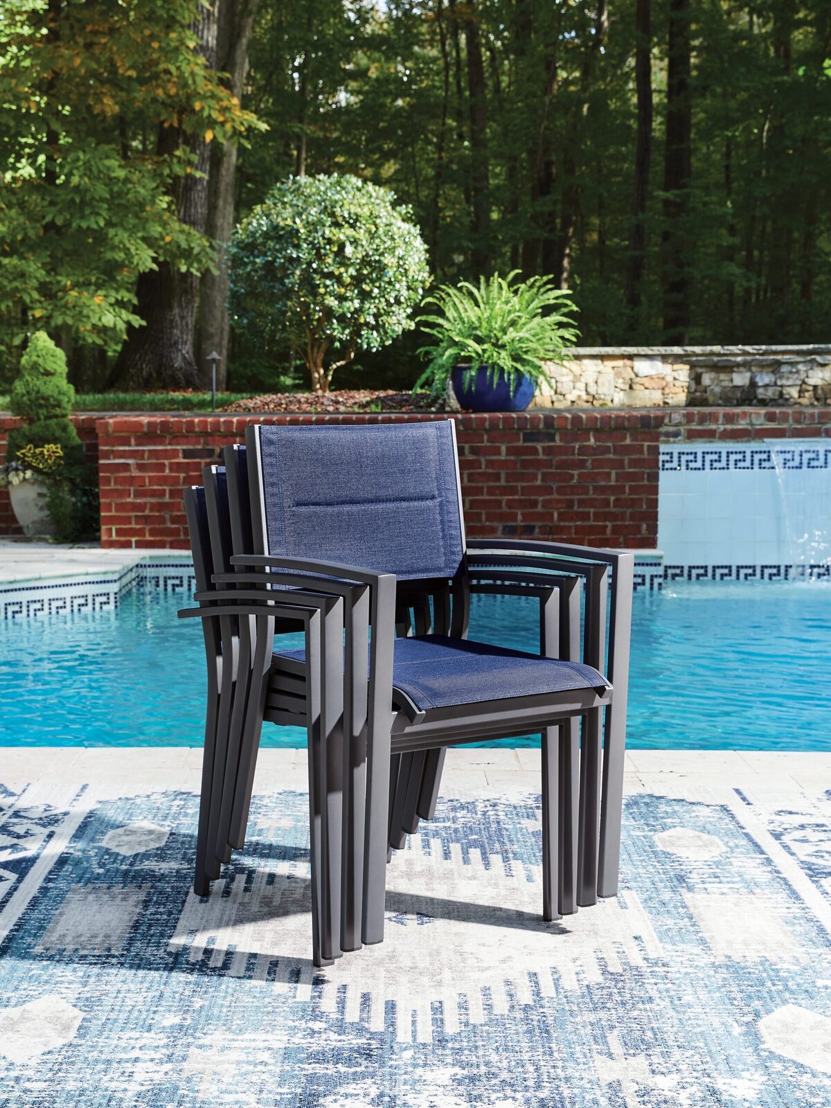 Rocky Creek - Sling Arm Chair (Set of 4) - Blue / Gray - Image 5