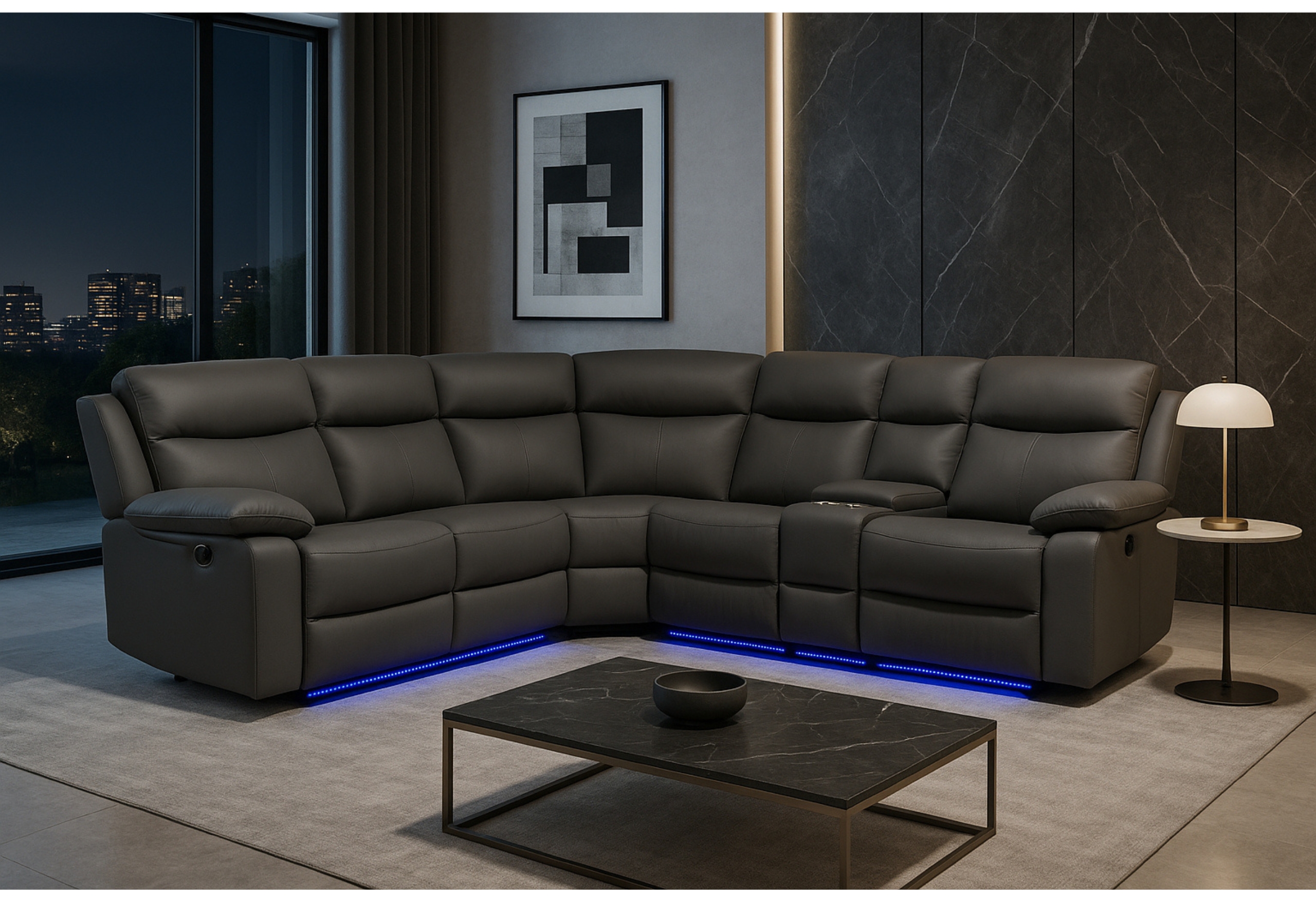 U6026 - Right Side Facing Sectional With LED And Speaker - Gray