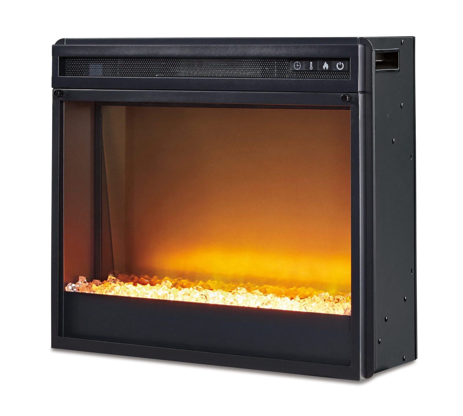 Entertainment Accessories - Fireplace Insert Glass/Stone - Black - Image 5