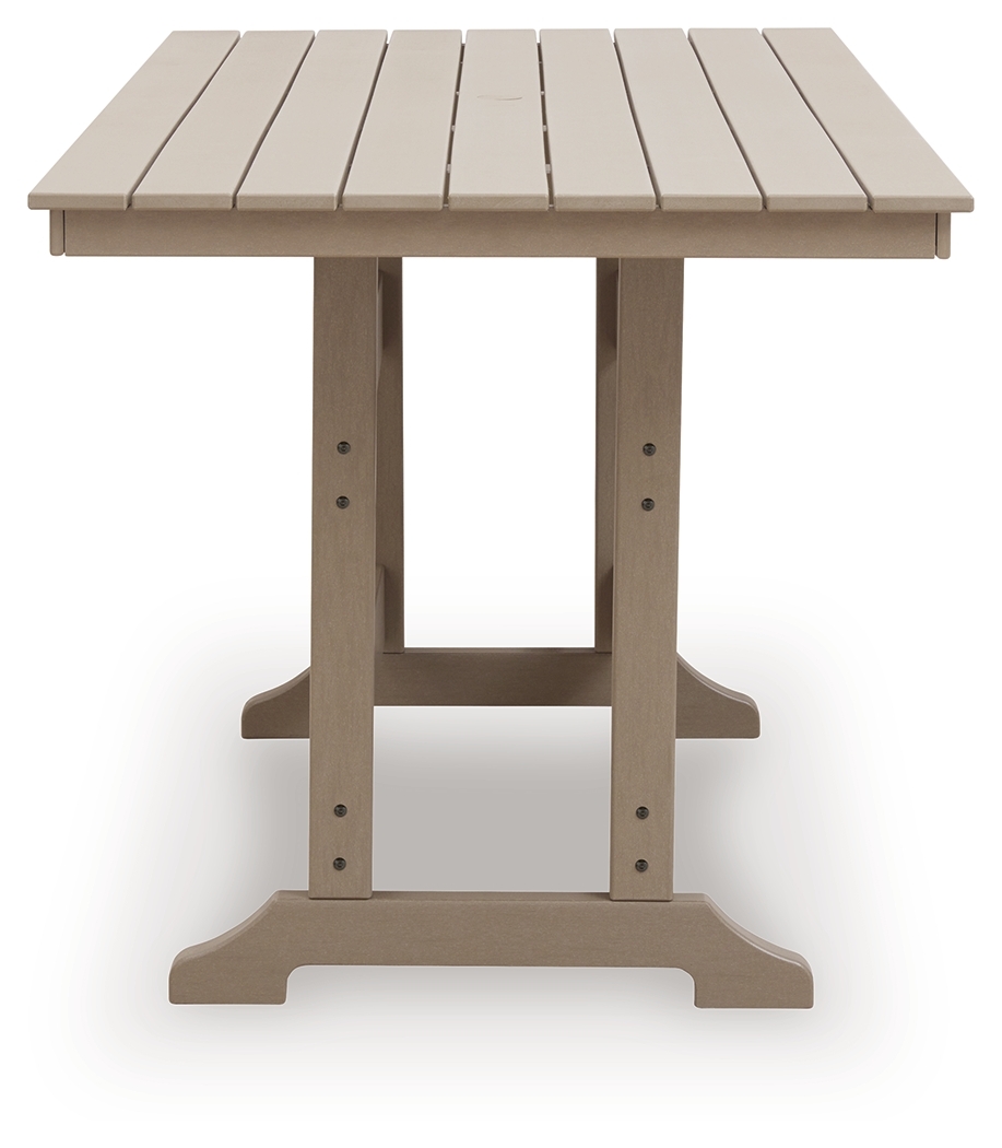 Seacliff Beach - Rectangular Counter Height Dining Table With Umbrella Option - Medium Brown - Image 4