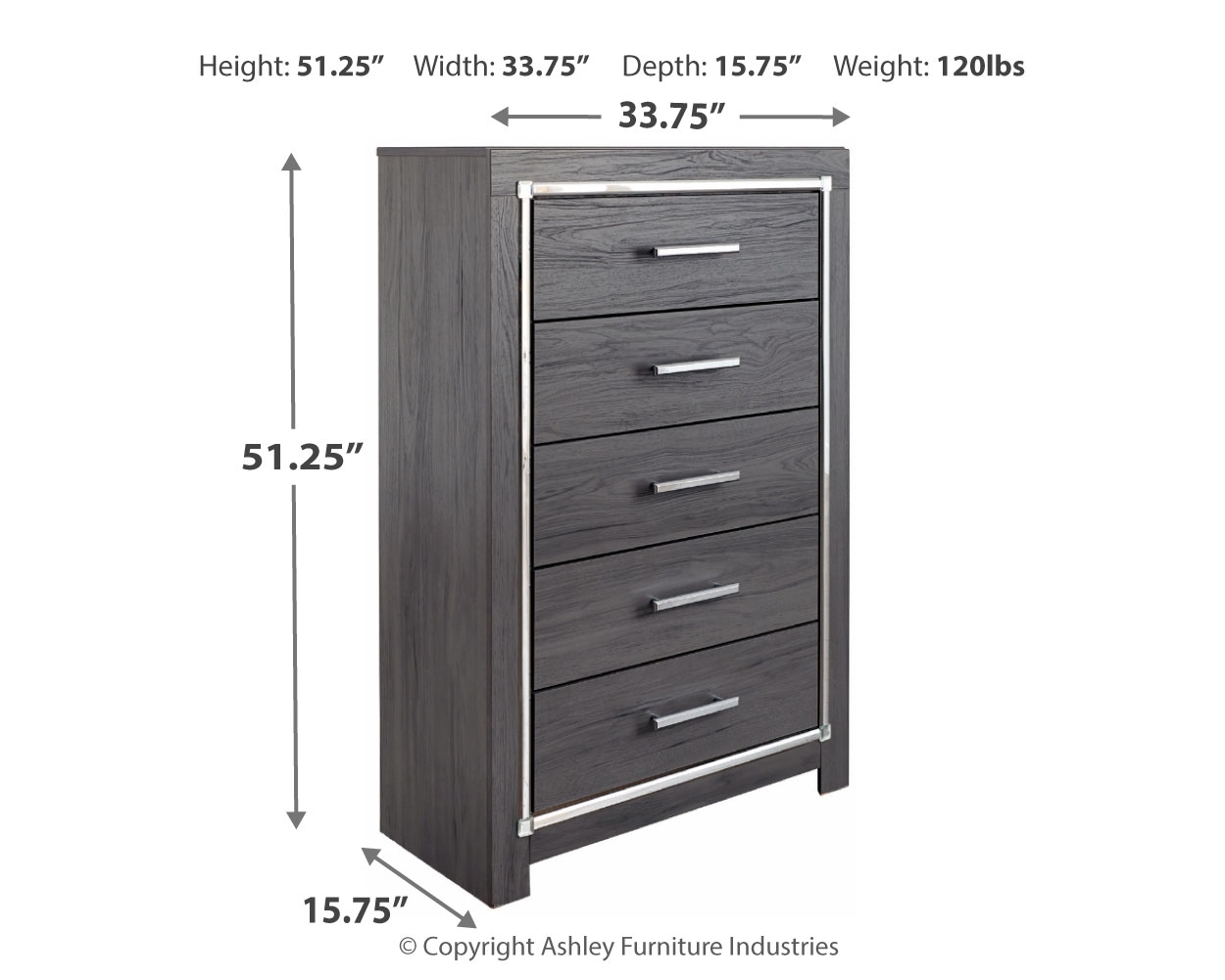 Lodanna - Five Drawer Chest - Gray - Image 3