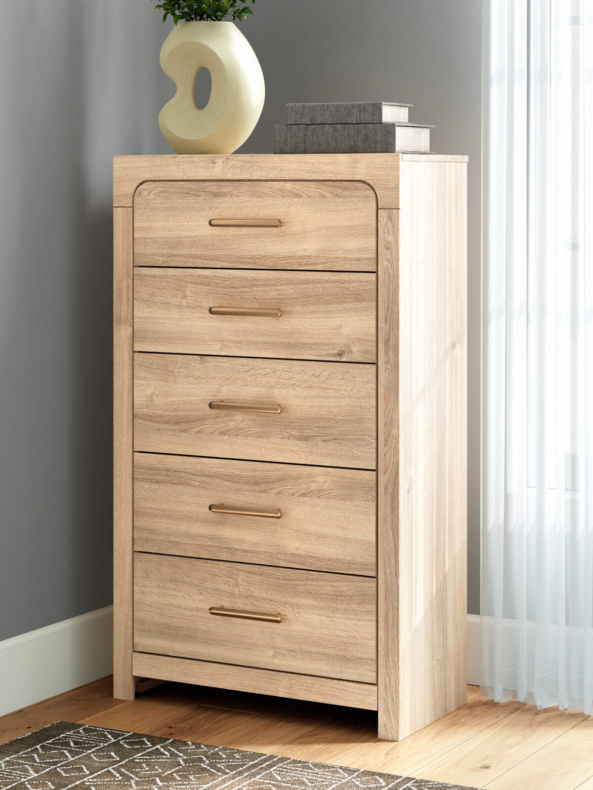 Kinlanni - Five Drawer Chest - Tan - Image 2