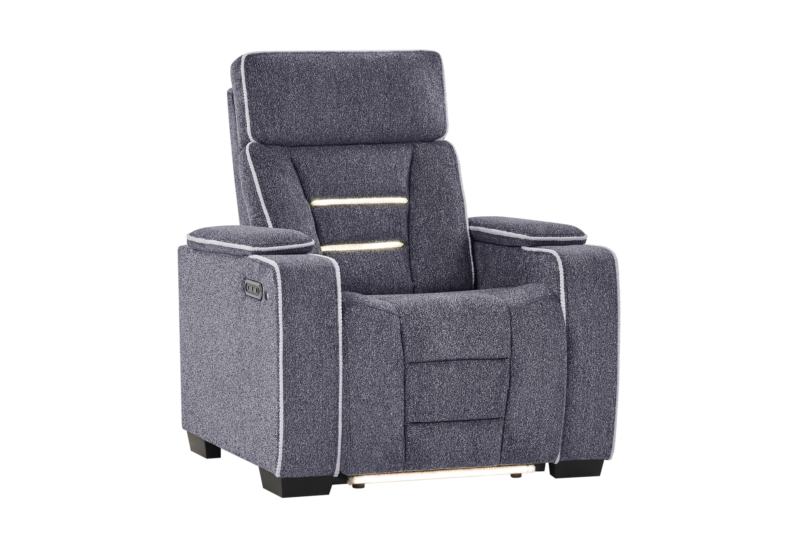 U1895 - P2 Recliner With IS And LED - Dark Gray - Image 3