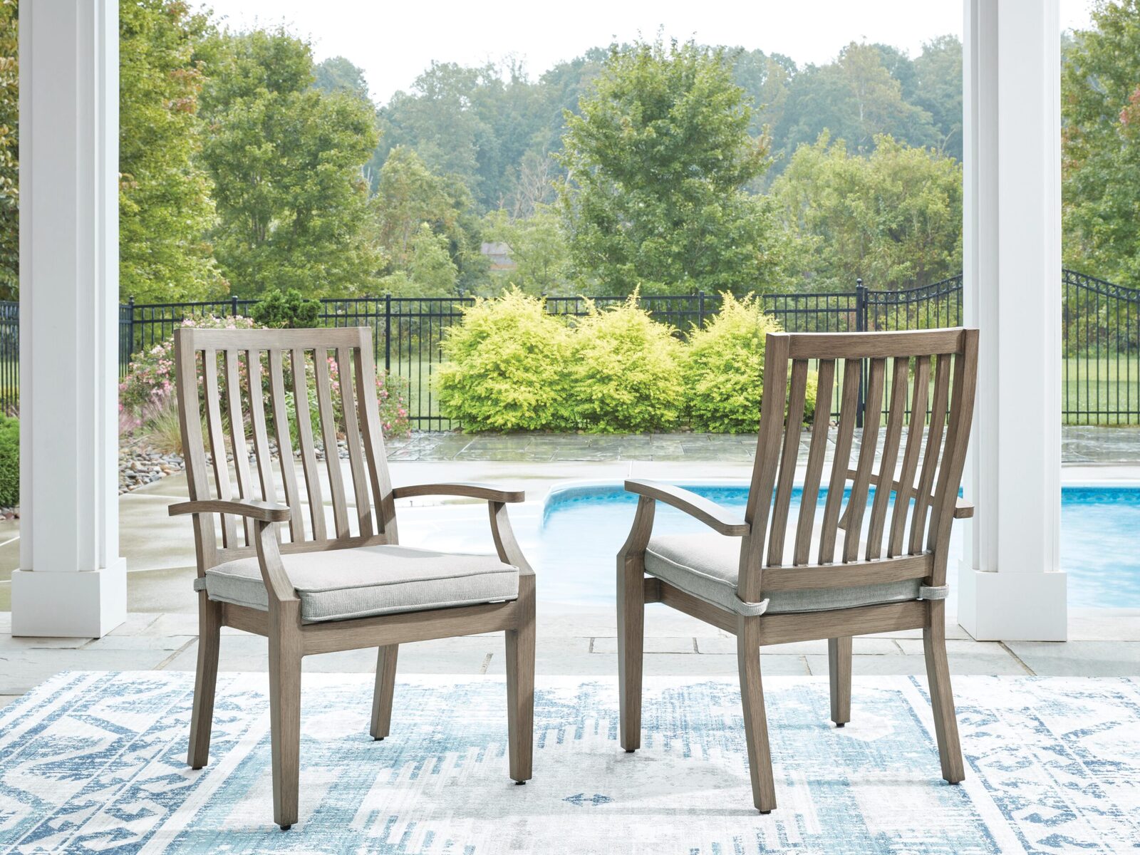 Rainier Ranch - Arm Chair With Cushion (Set of 2) - Brown / Beige - Image 2