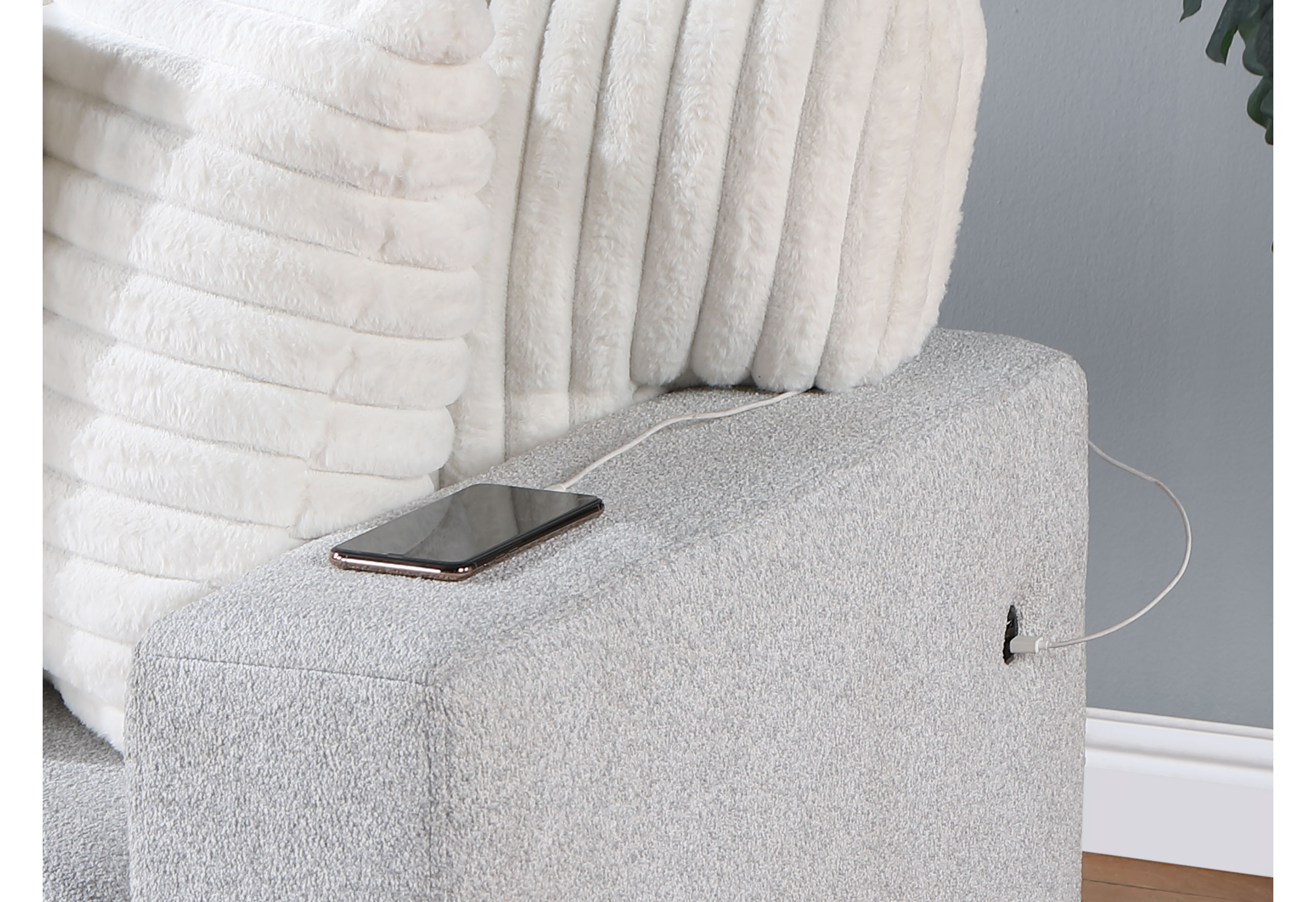 U0204 - Reversible Pullout Sofa Bed - Light Gray / White - Image 3