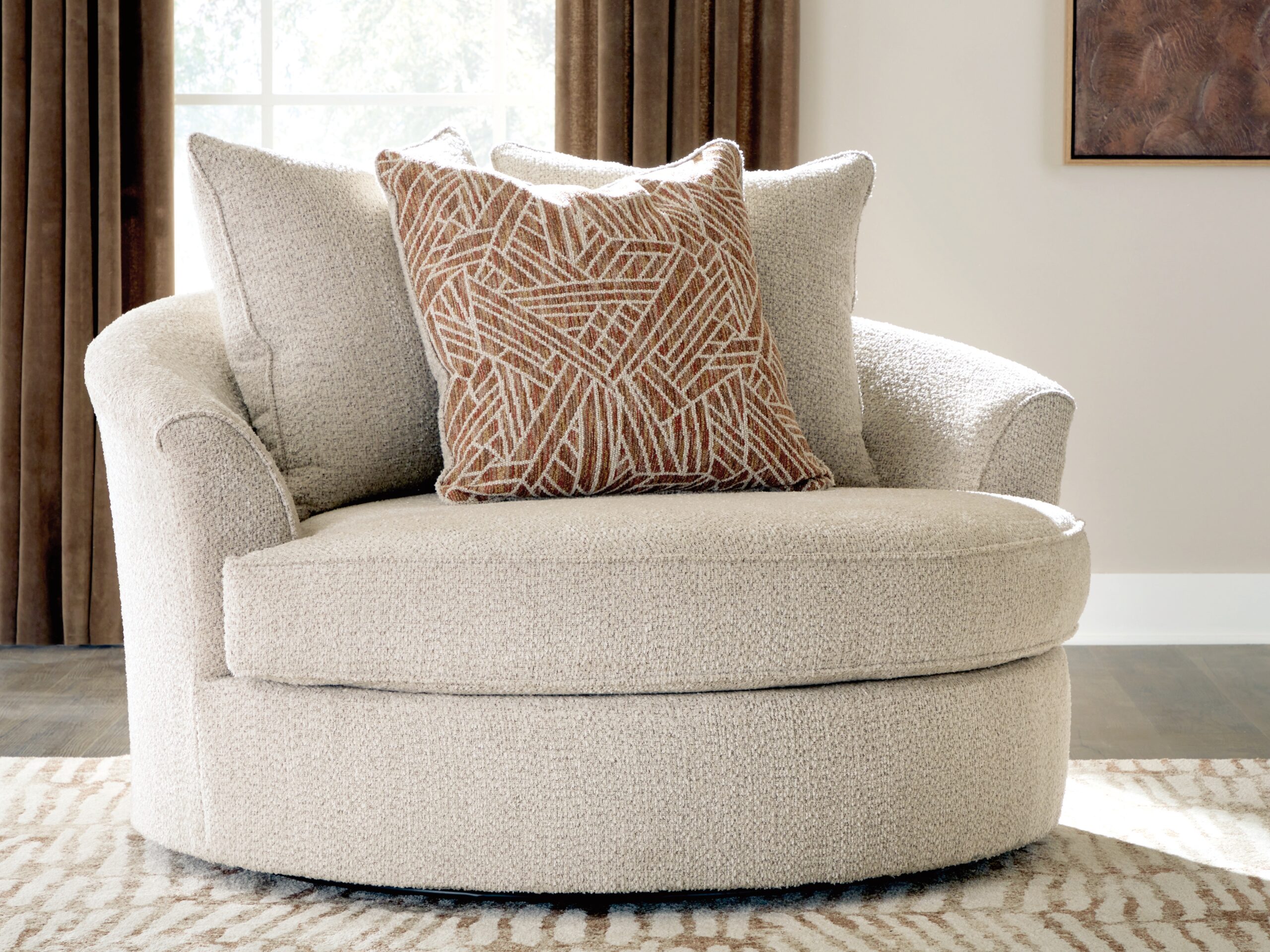 Steelwater Retreat - Oversized Swivel Accent Chair - Latte - Image 2