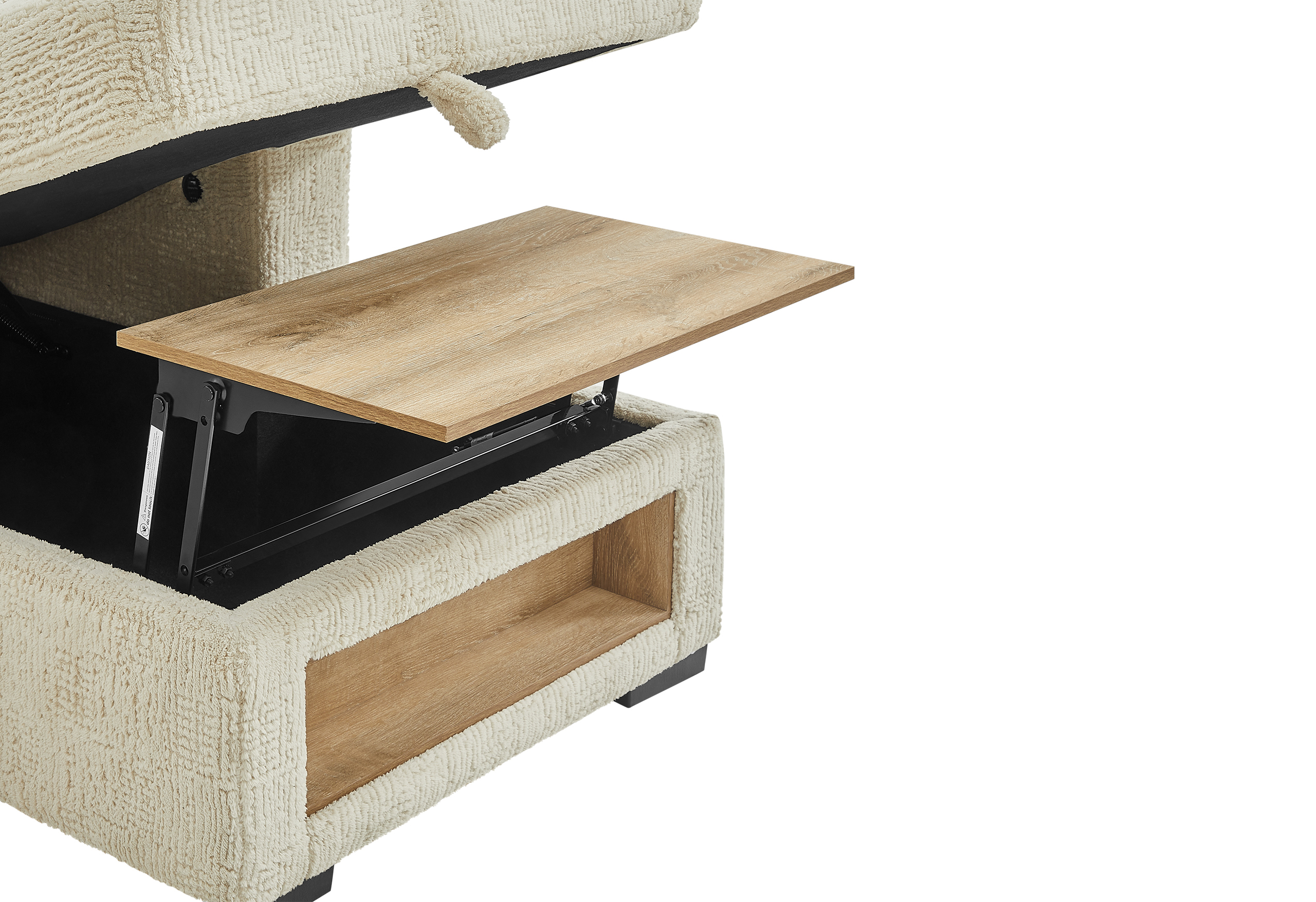 U0222 - Pull Out Sofa Bed With Speaker And 2 Pillows - Cream - Image 8