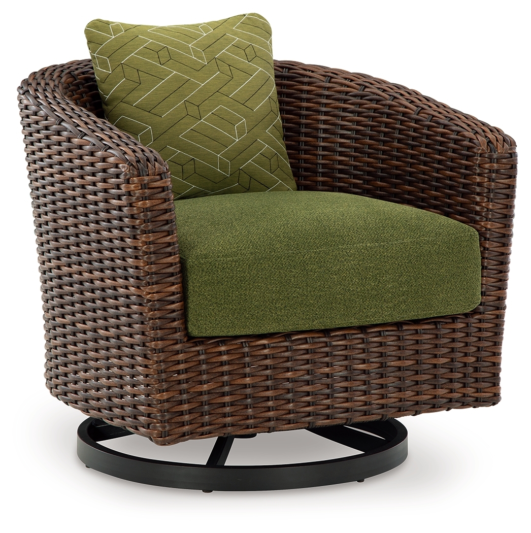 Horizon Hall - Swivel Lounge With Cushion - Brown / Green - Image 3