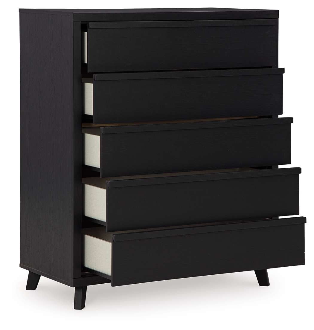 Danziar - Five Drawer Wide Chest - Black - Image 3