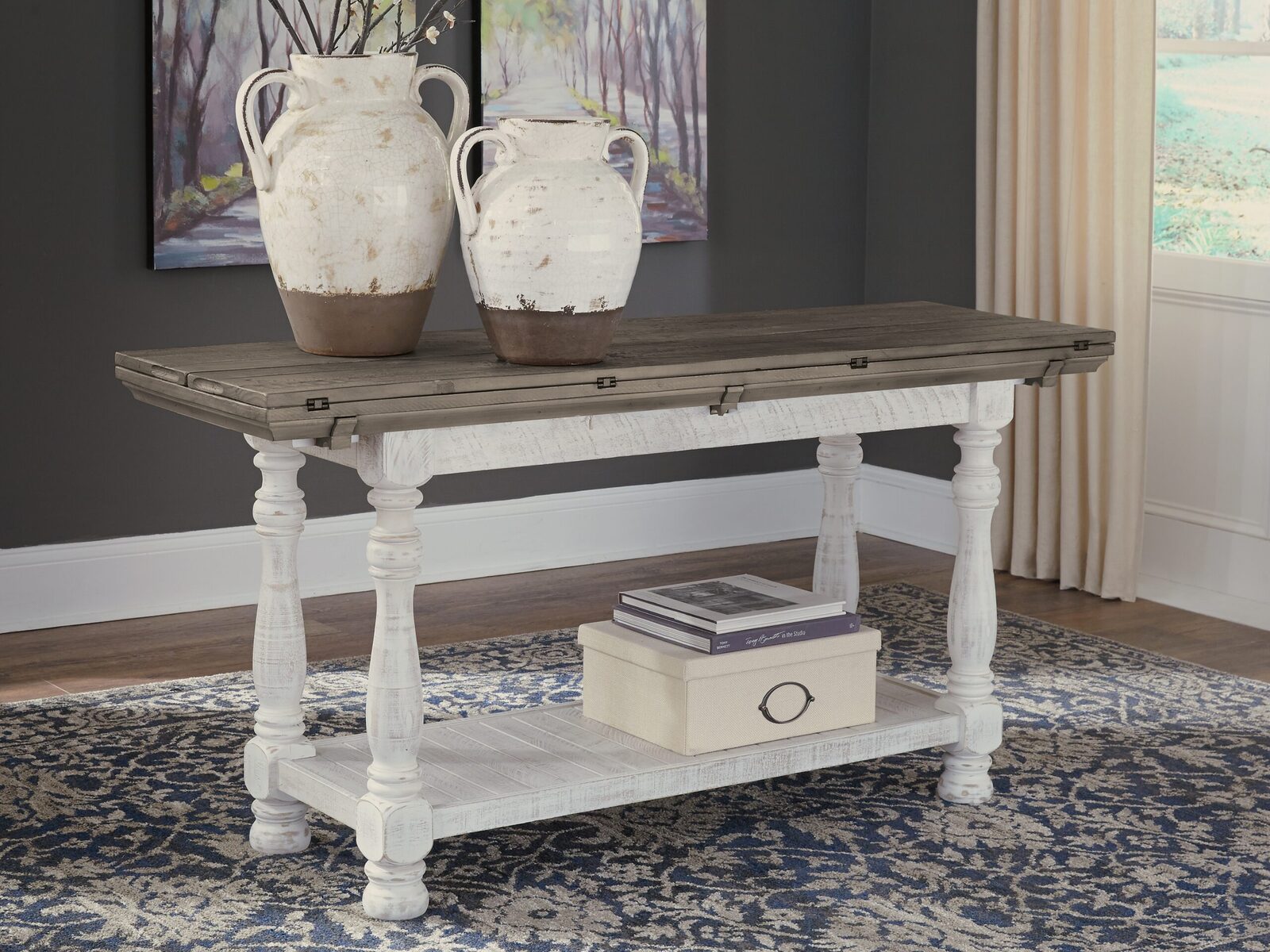 Havalance - Flip Top Sofa Table - Gray / White - Image 2