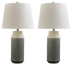 Afener - Ceramic Table Lamp (Set of 2) - Blue / Beige