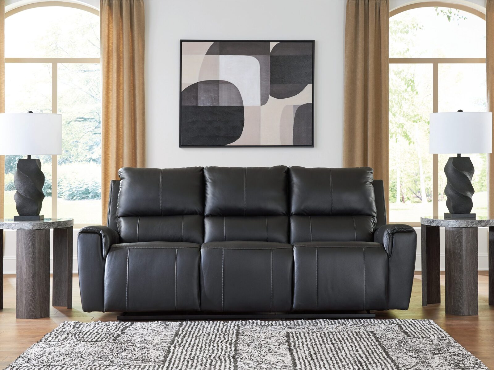 Glossmore - Reclining Sofa - Black - Image 2