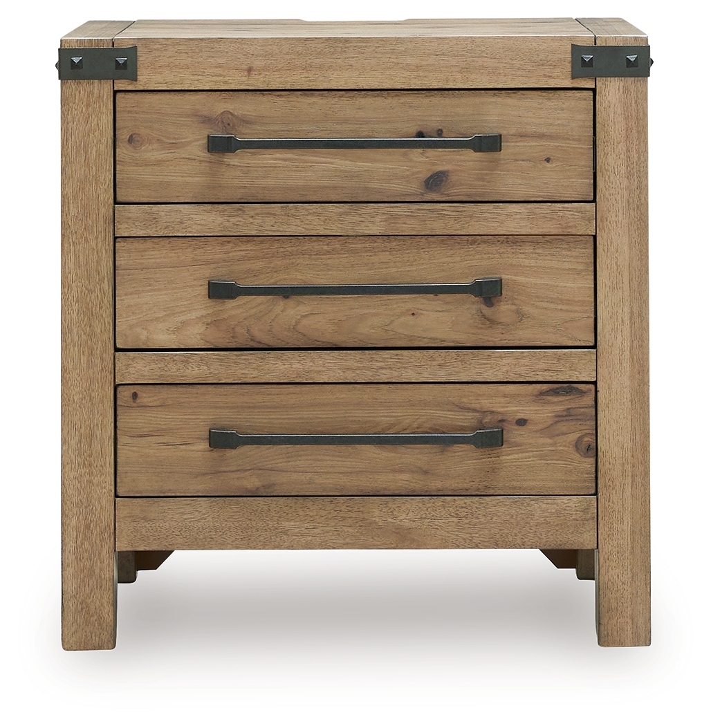 Ridgester - Three Drawer Night Stand - Light Brown - Image 4