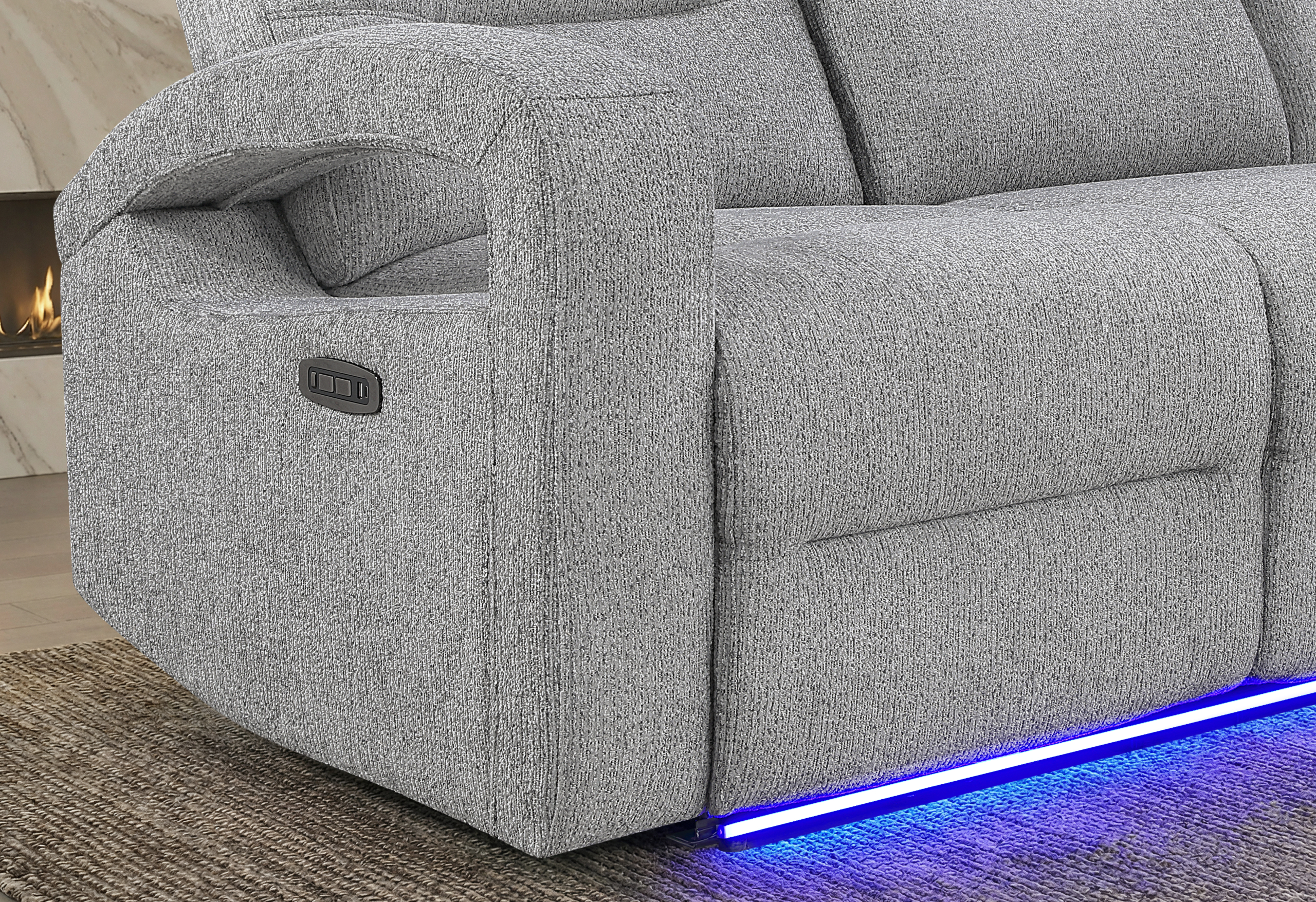 U6611 - Power Console Reclining Loveseat With LED - Dark Gray - Image 3