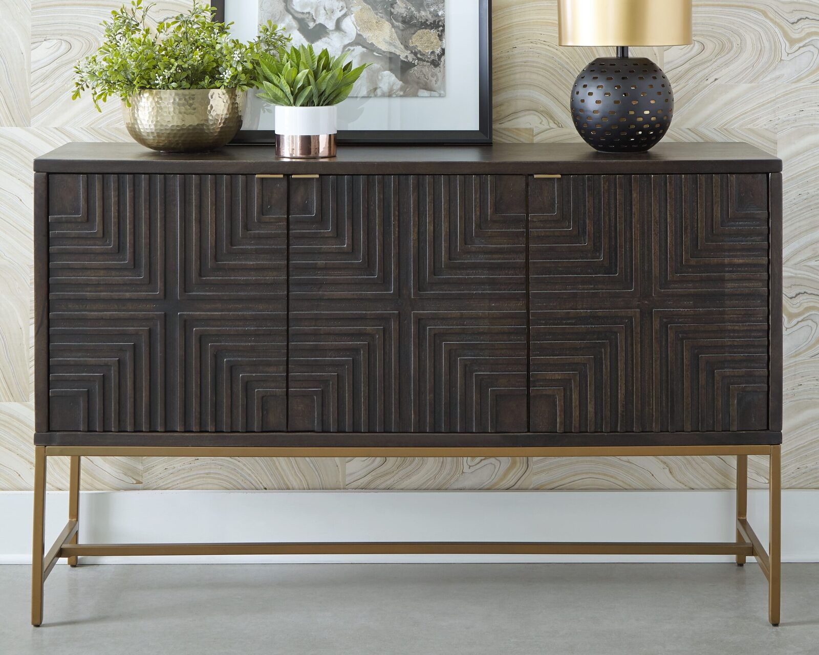 Elinmore - Accent Cabinet - Brown / Gold Finish - Image 2