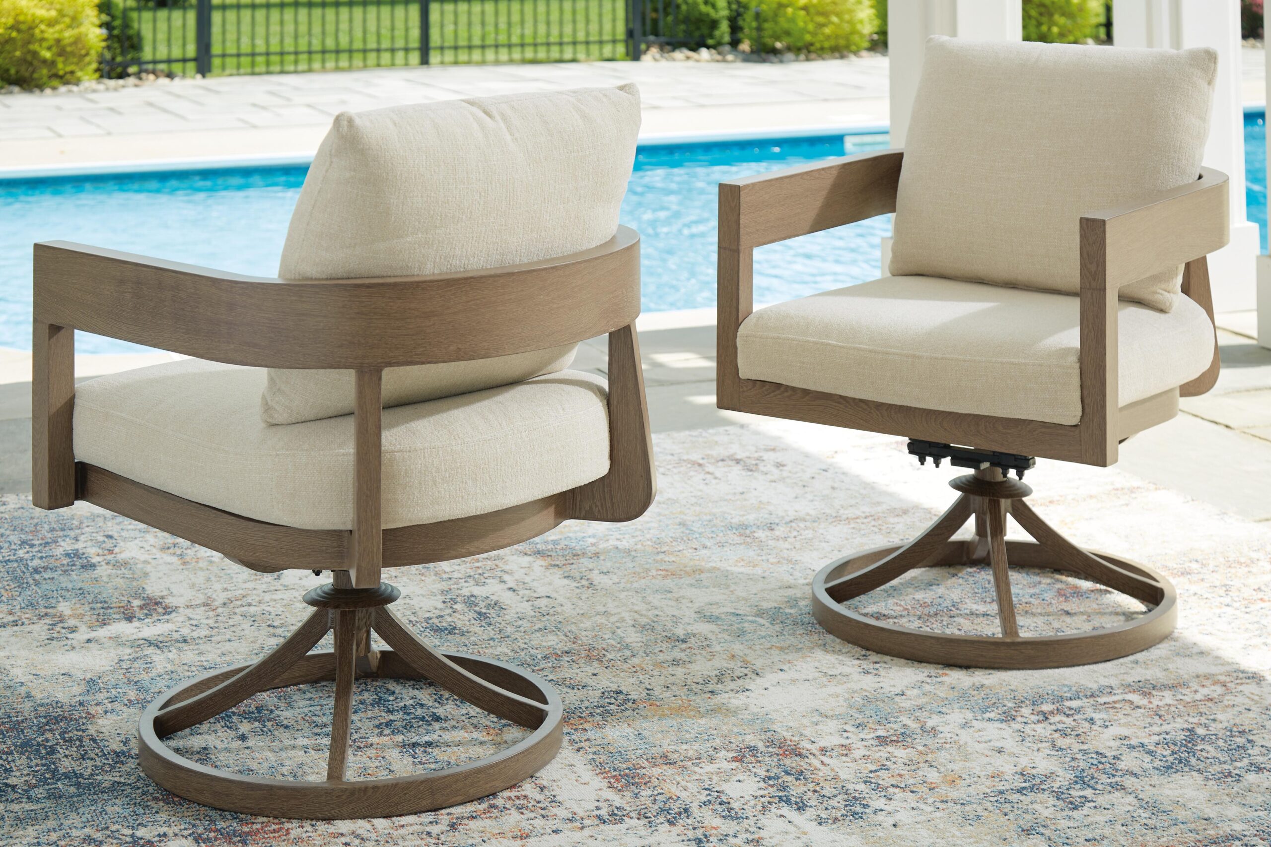 Serene Bay - Swivel Chair With Cushion (Set of 2) - Dark Brown / White - Image 2