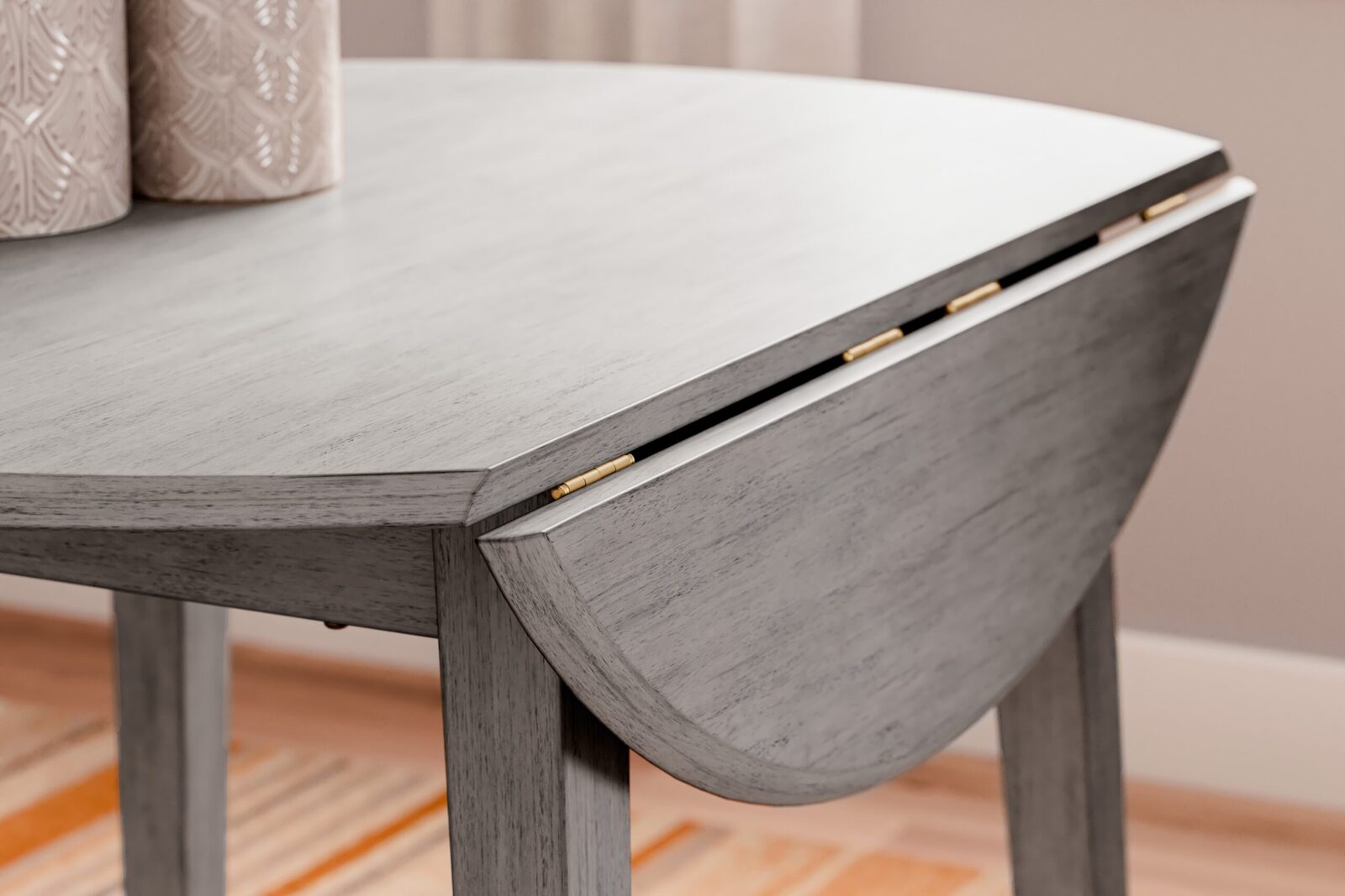 Shullden - Round Drm Drop Leaf Table - Gray - Image 6