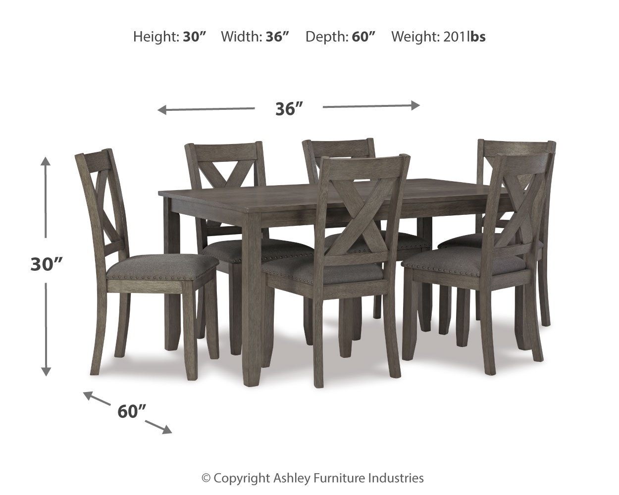 Caitbrook - RECT DRM Table Set (Set of 7) - Gray - Image 4