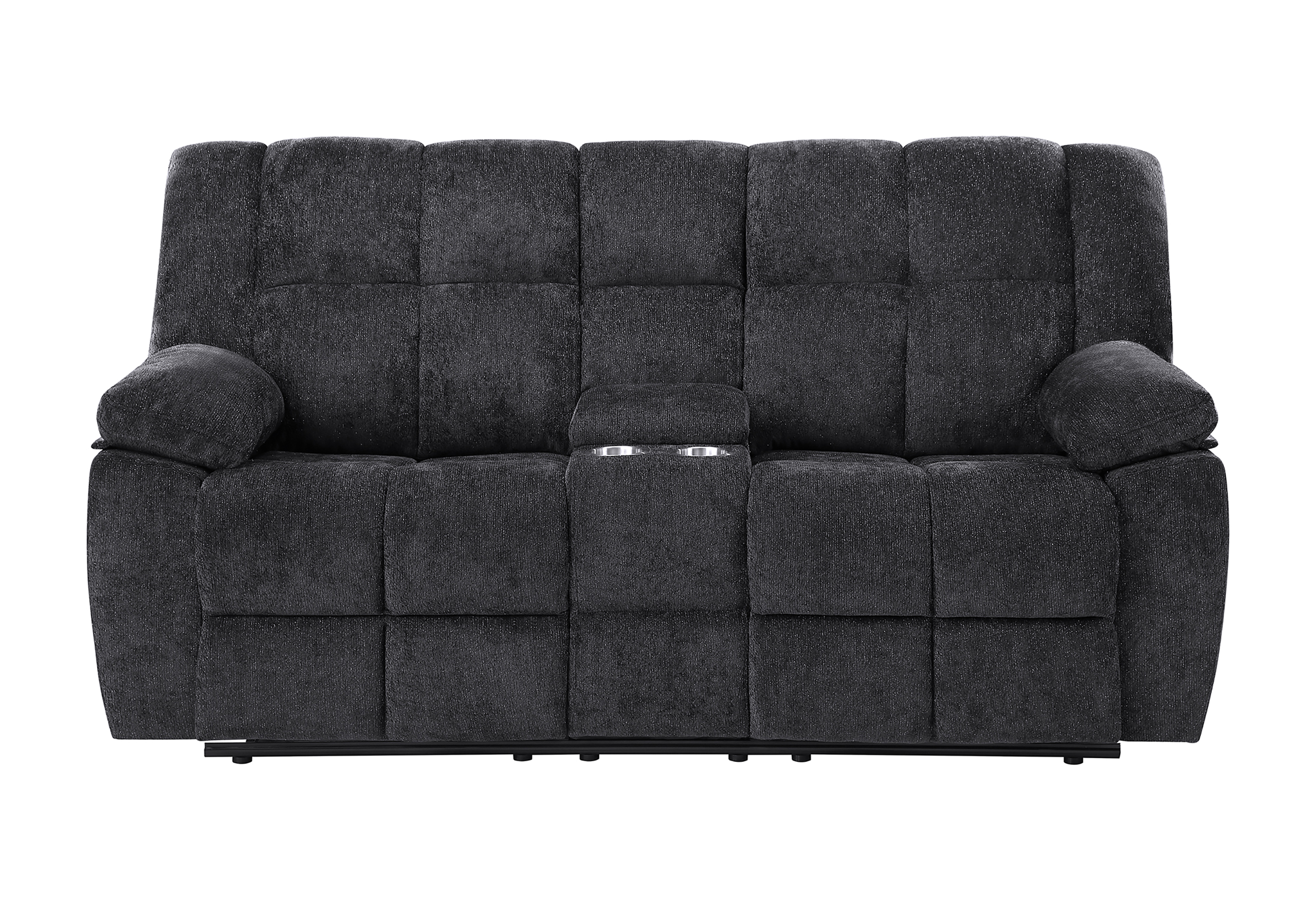 U6000 - 3 Piece Living Room Set (Reclining Sofa / Console Reclining Loveseat / Recliner) - Black - Image 2