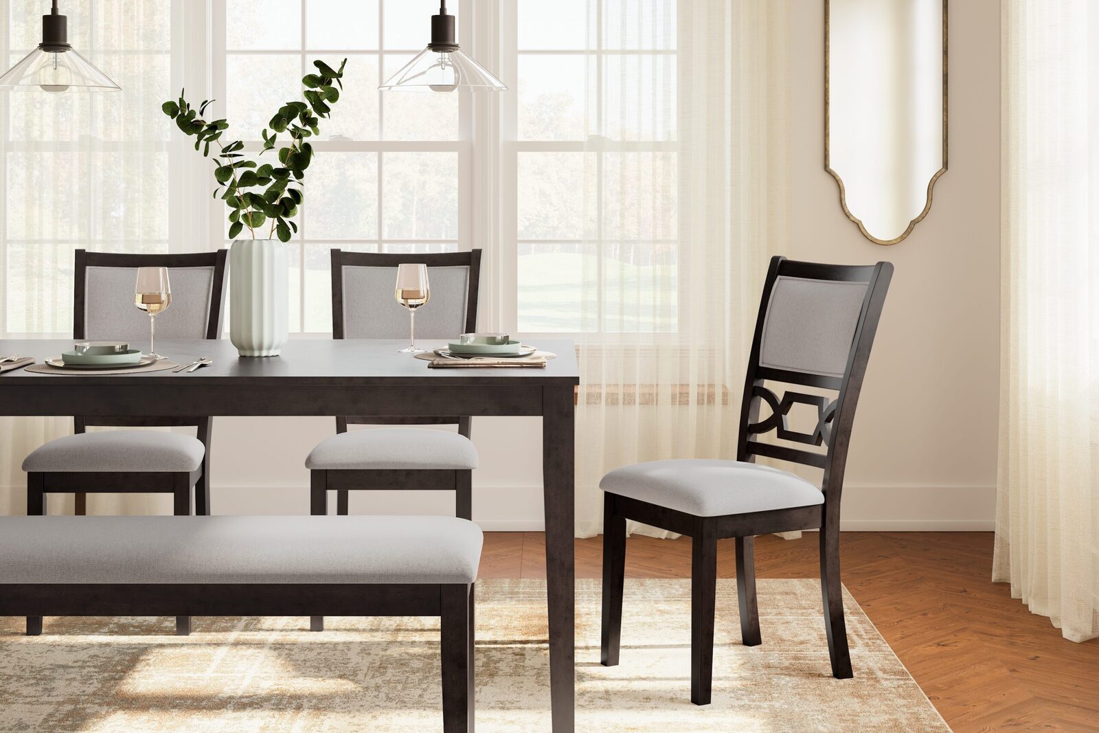 Langwest - Dining Room Table Set (Set of 6) - Brown - Image 5