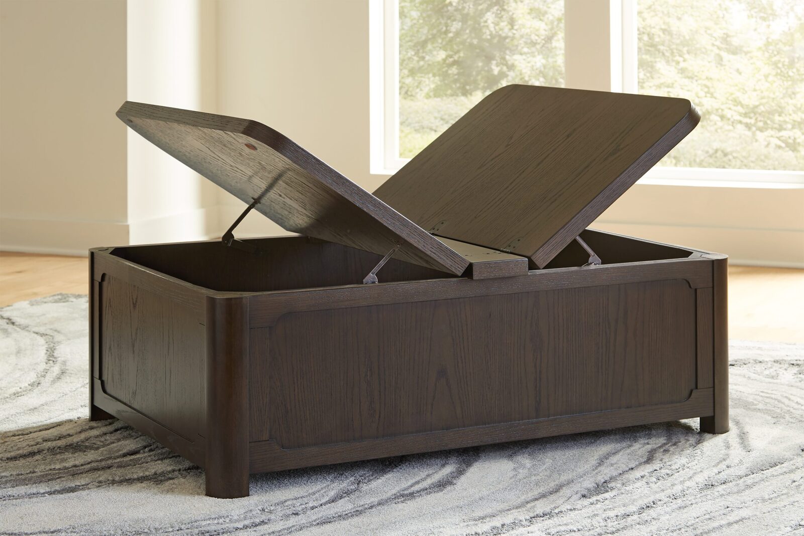 Breckington - Cocktail Table With Storage - Dark Brown - Image 7