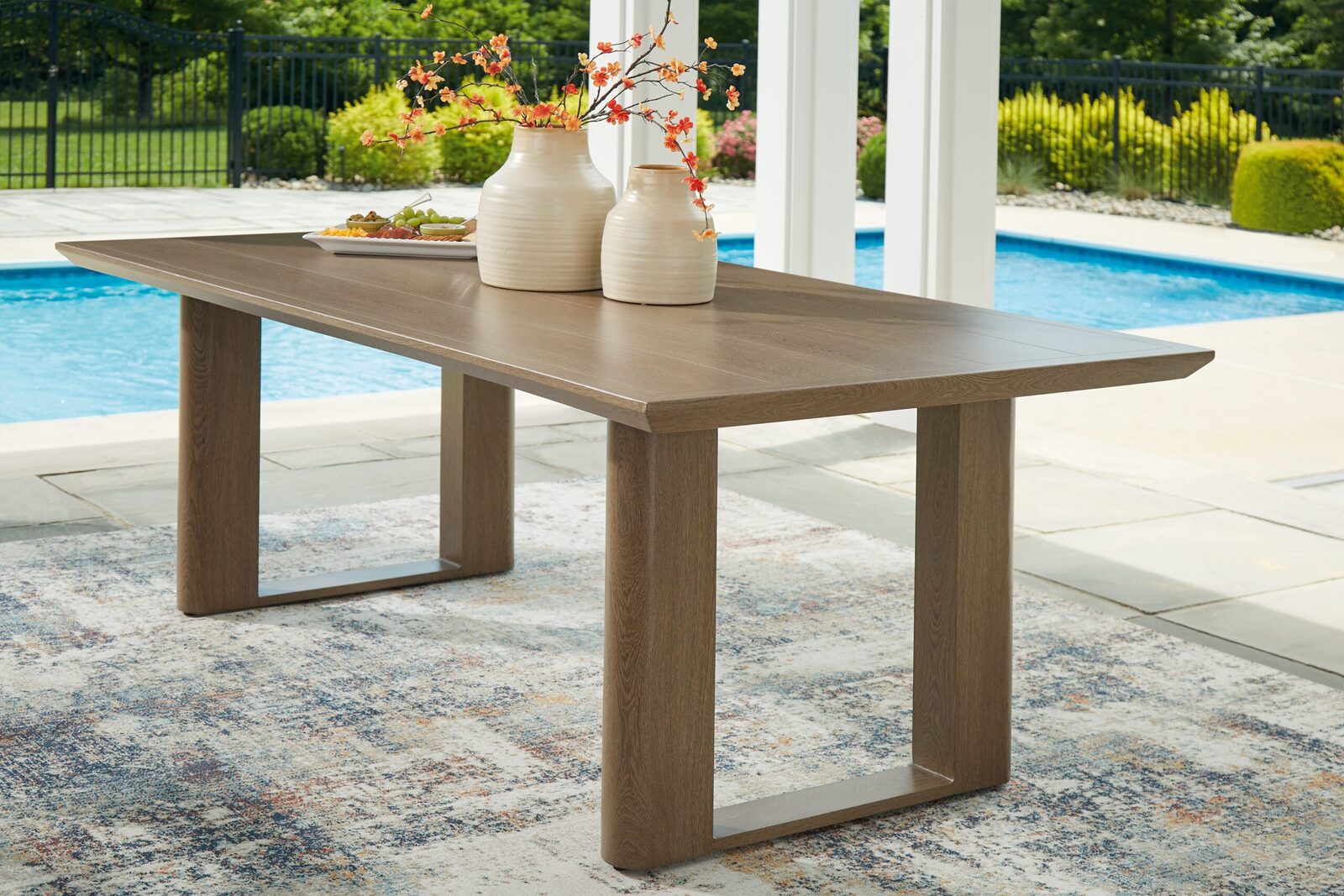 Serene Bay - Rectangular Dining Table With Umbrella Option - Dark Brown - Image 2