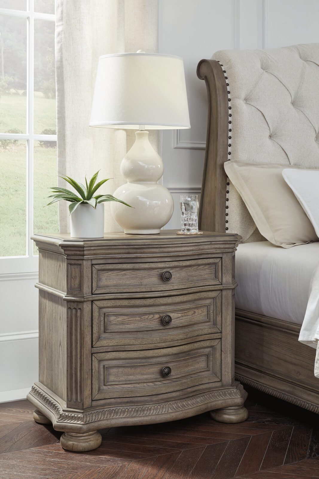Ardenfield - Three Drawer Night Stand - Light Brown - Image 2
