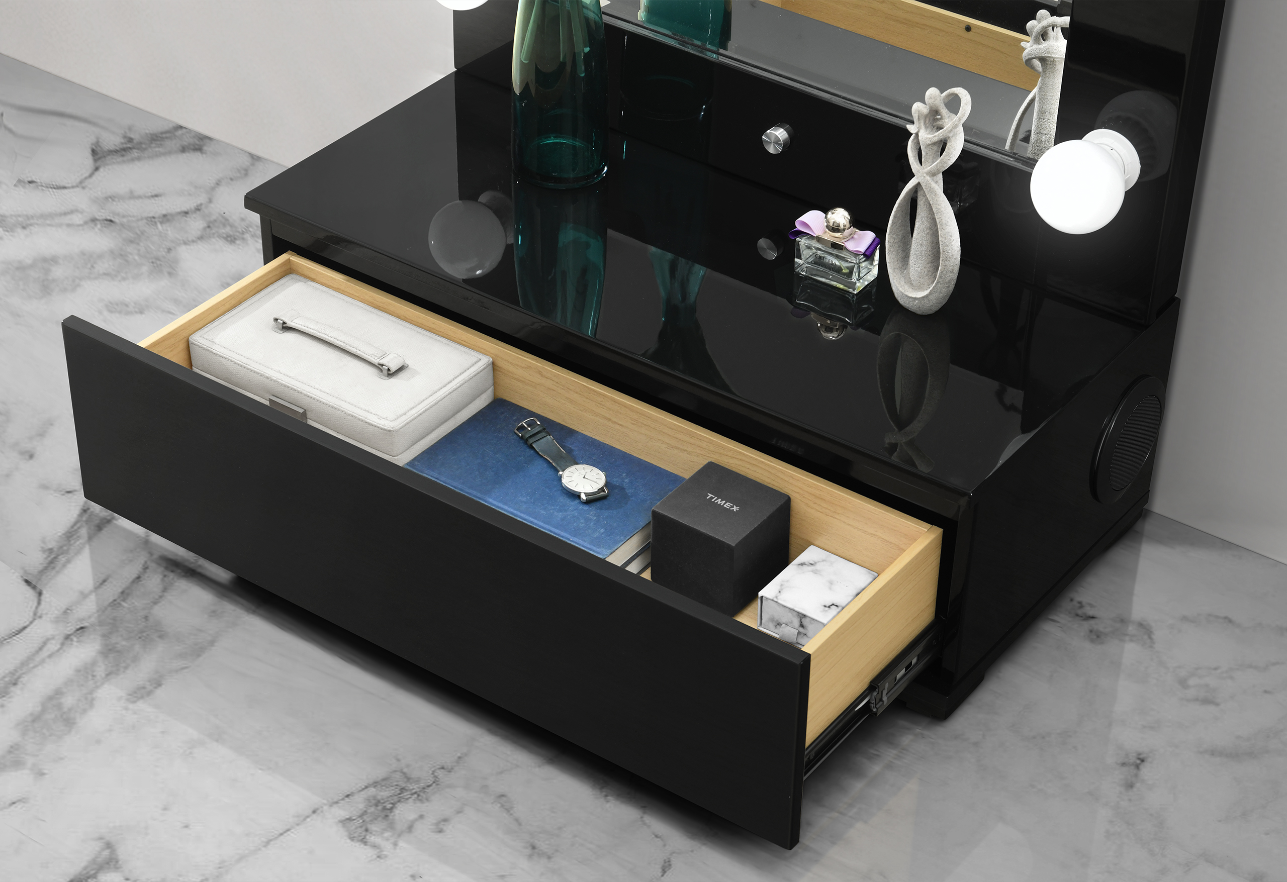 Ella - Narrow Tall Mirror With Drawer And Speakers - Image 9