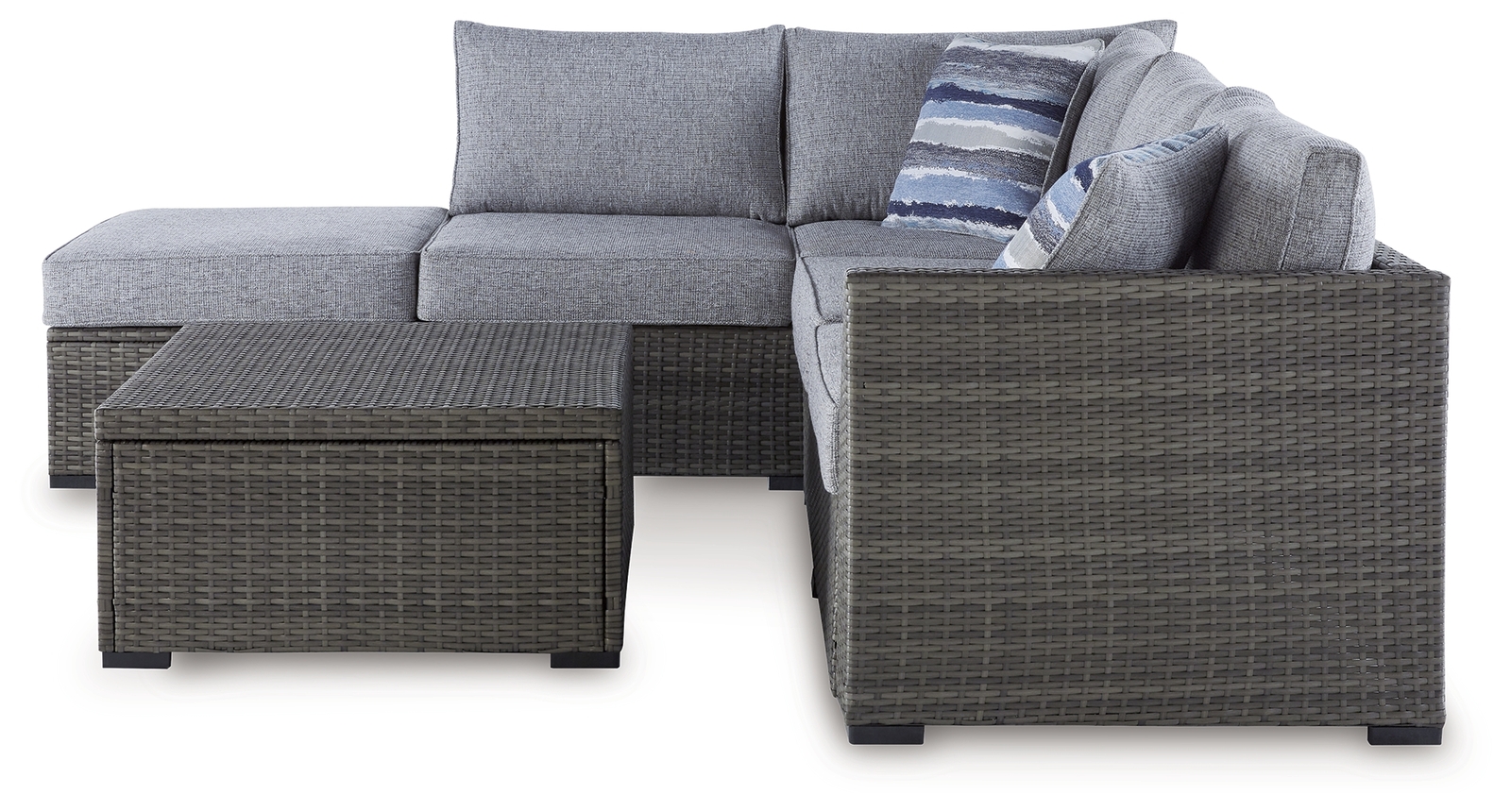 Petal Road - Loveseat Sectional, Ottoman, Table Set (Set of 4) - Gray - Image 4