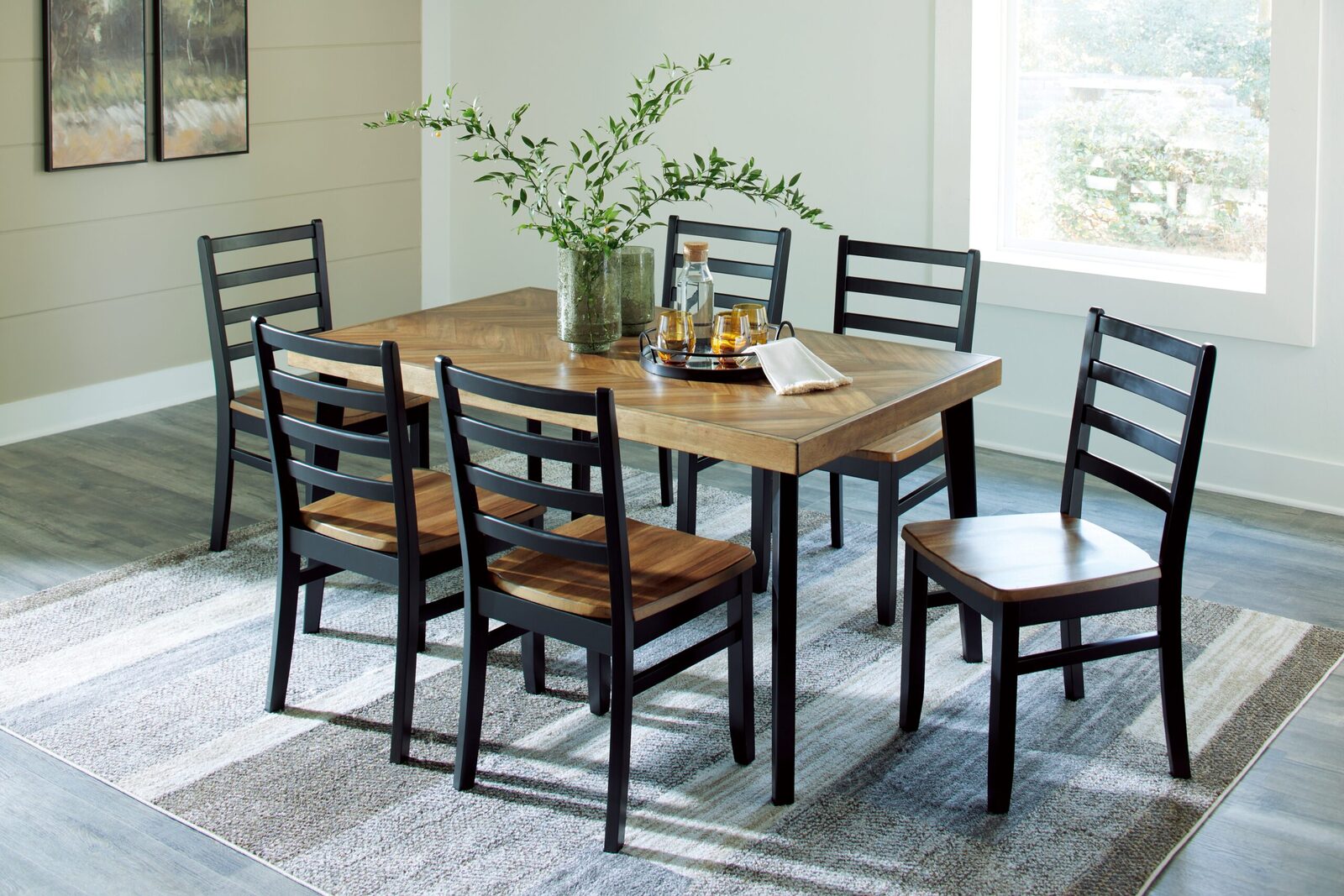 Blondon - Rectangular Drm Table Set (Set of 7) - Brown / Black - Image 9