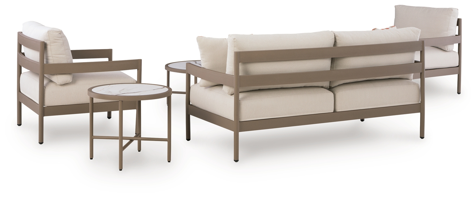 Bluff Trail - Loveseat, Lounge Chairs, Tables Set (Set of 5) - Beige - Image 4