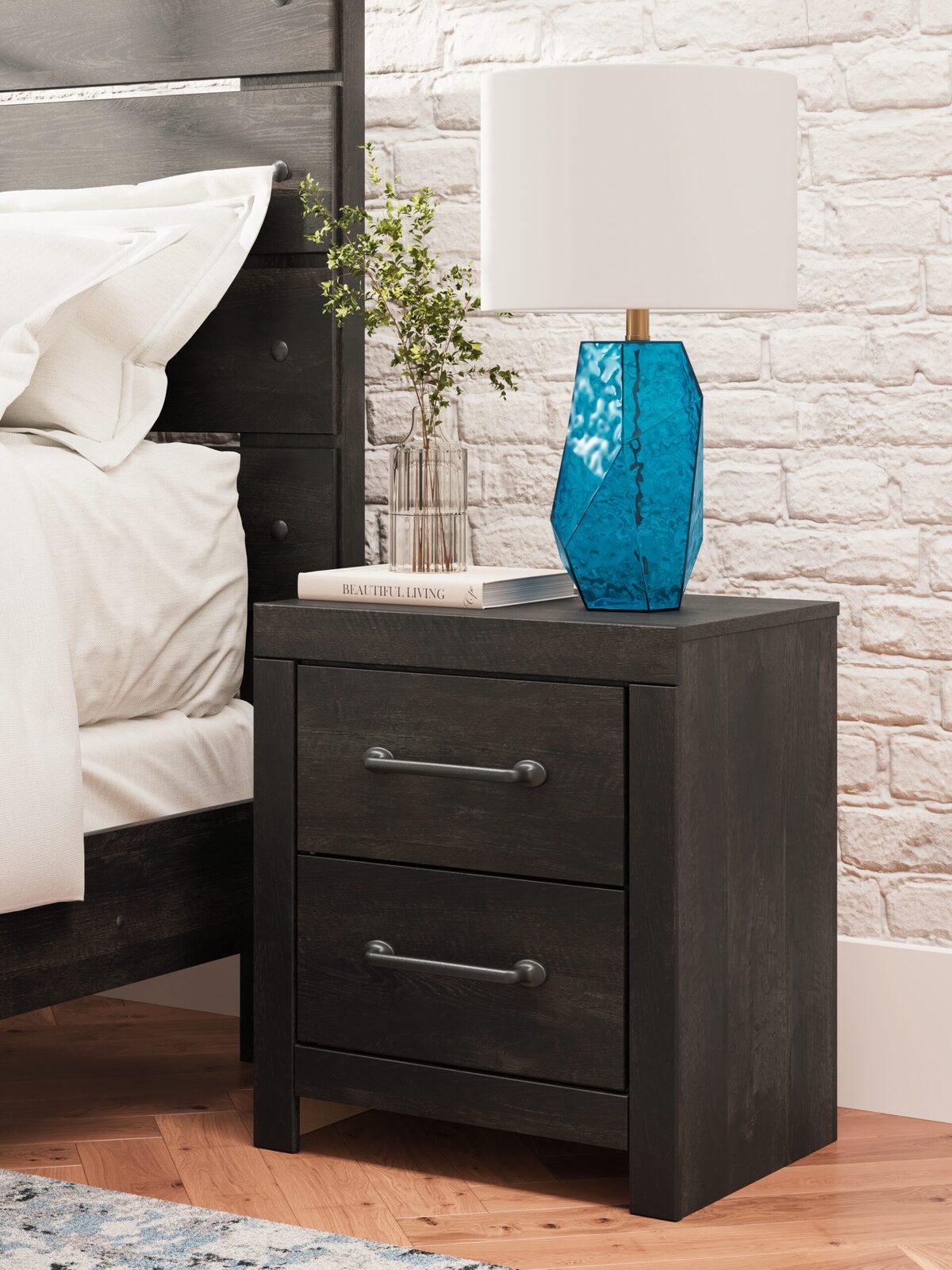 Hollivern - Two Drawer Night Stand - Dark Gray - Image 2