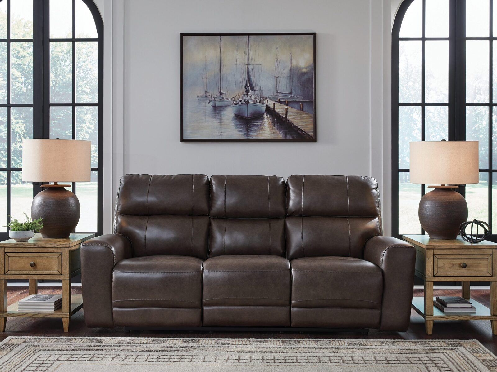 Crossplex - Power Reclining Sofa With Adjustable Headrest - Smoke - Image 2